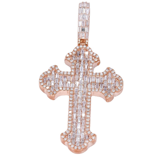 10k Rose Gold Jewelry 2.63CT Diamond Cross Crucifix Pendant