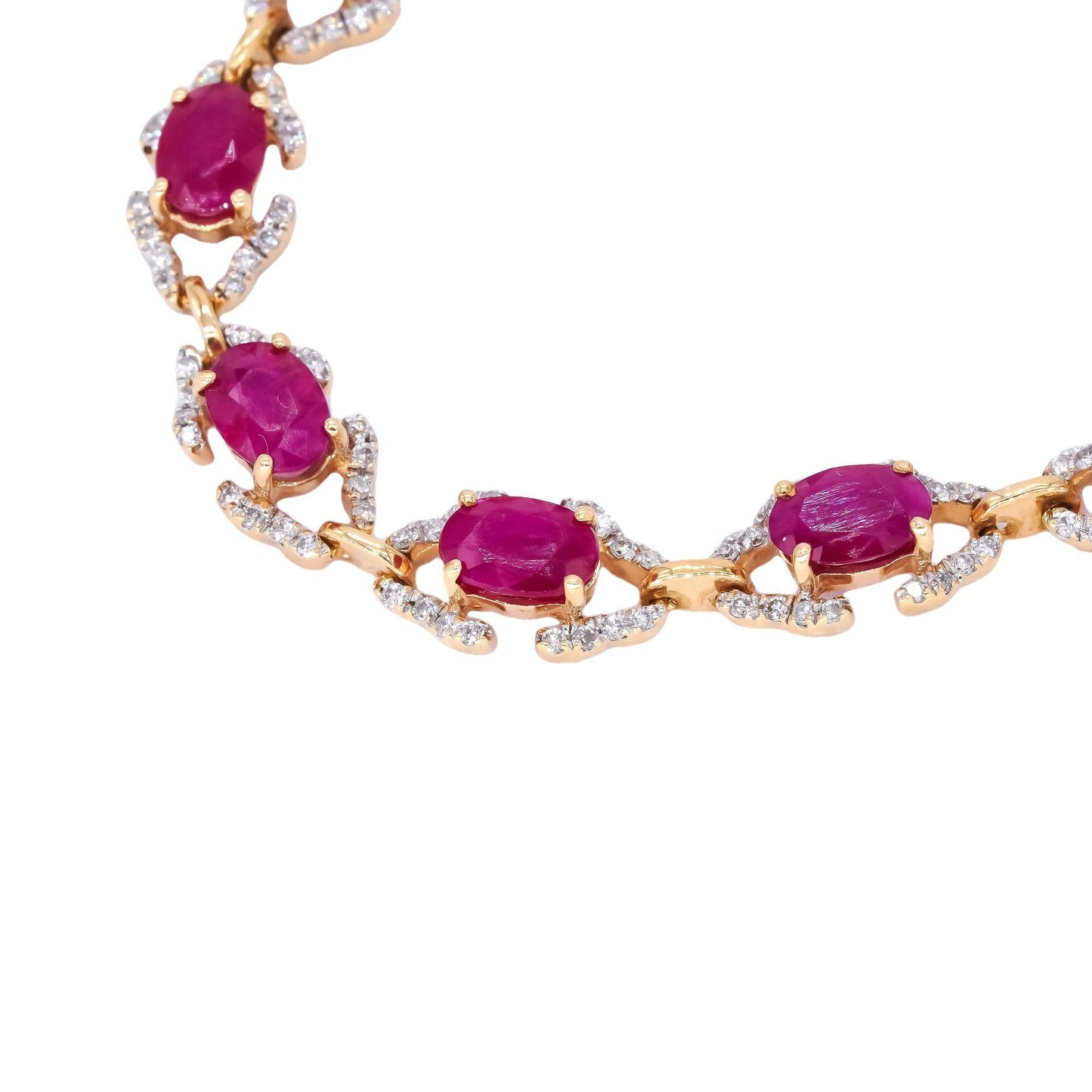 18k Yellow Gold 9.05CT Diamond & Ruby Fancy Tennis Bracelet