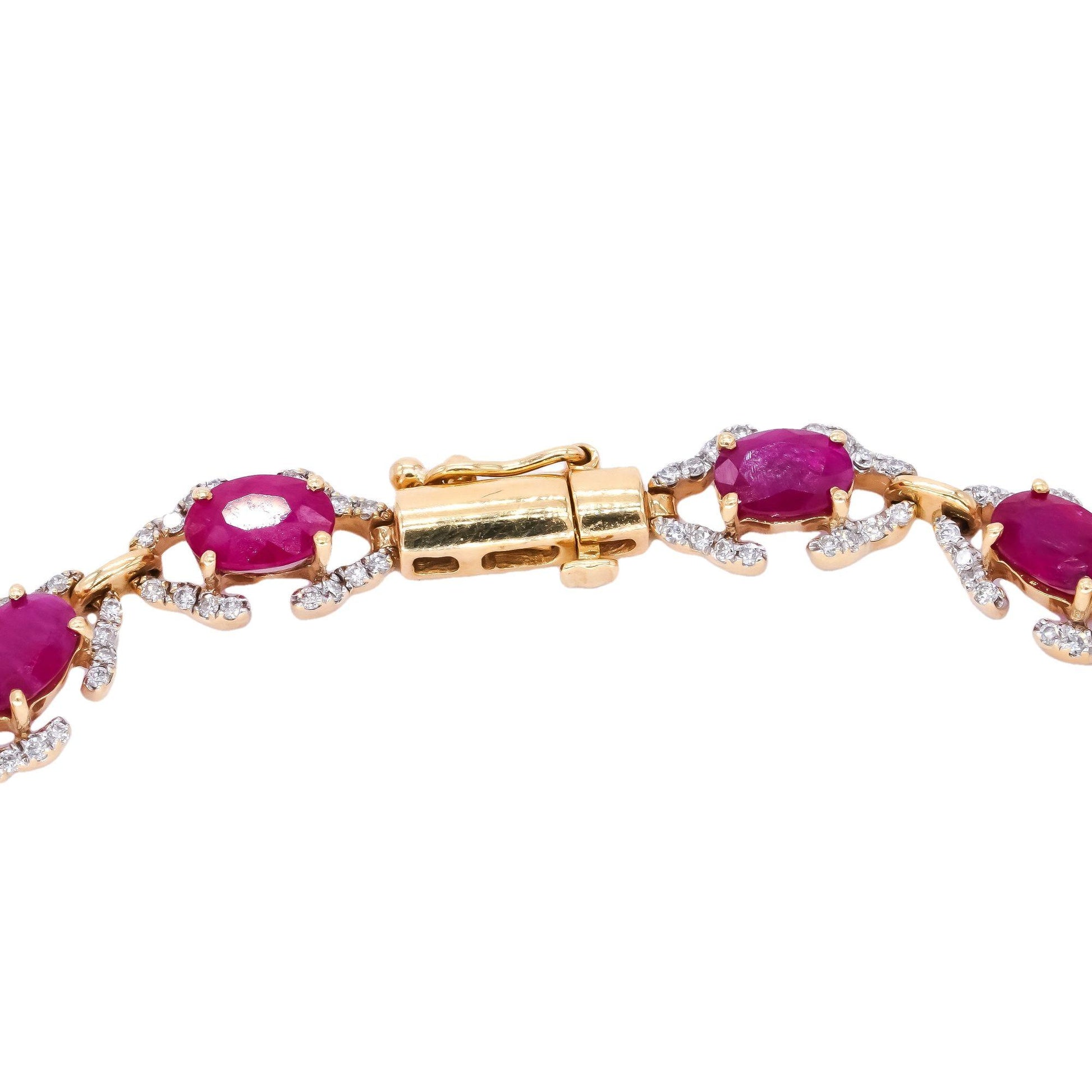 18k Yellow Gold 9.05CT Diamond & Ruby Fancy Tennis Bracelet