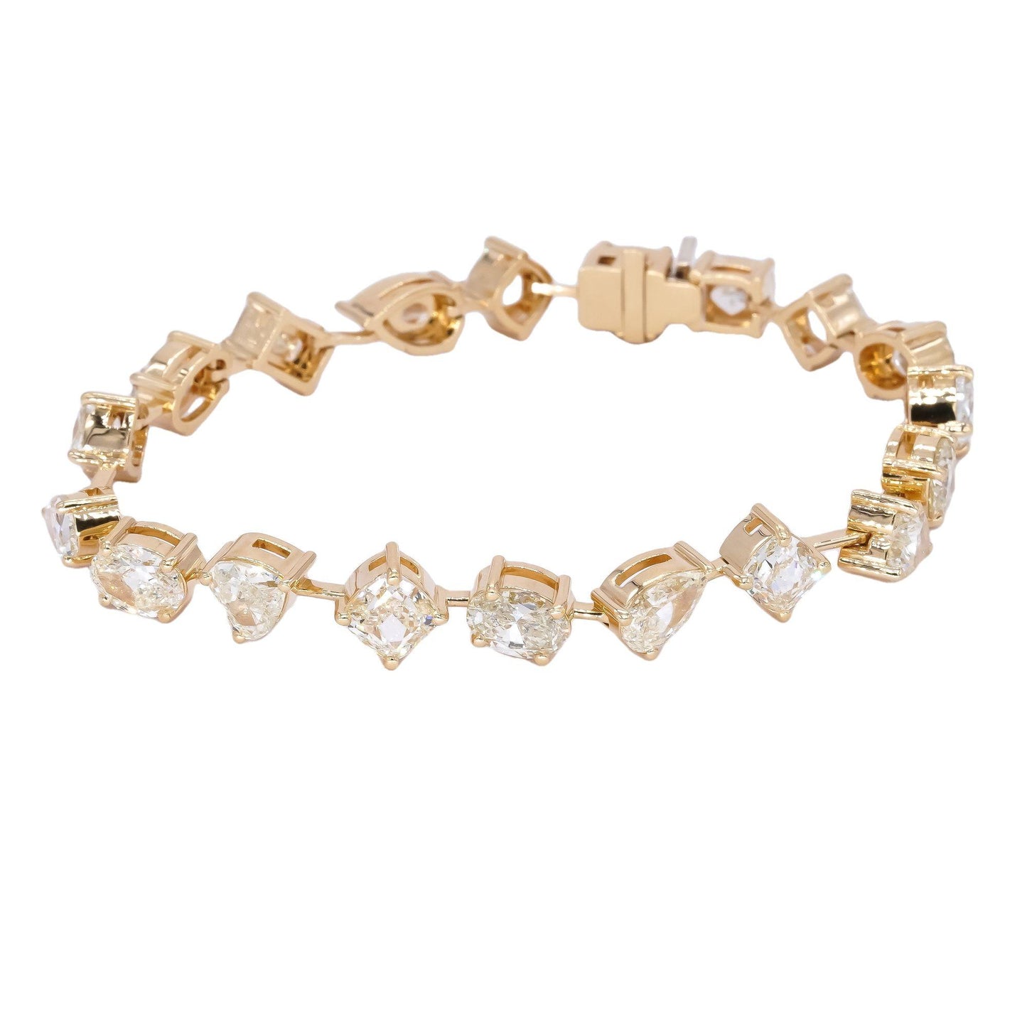 18k Yellow Gold 19.71CT VS Assorted Cut Diamond Tennis Bracelet