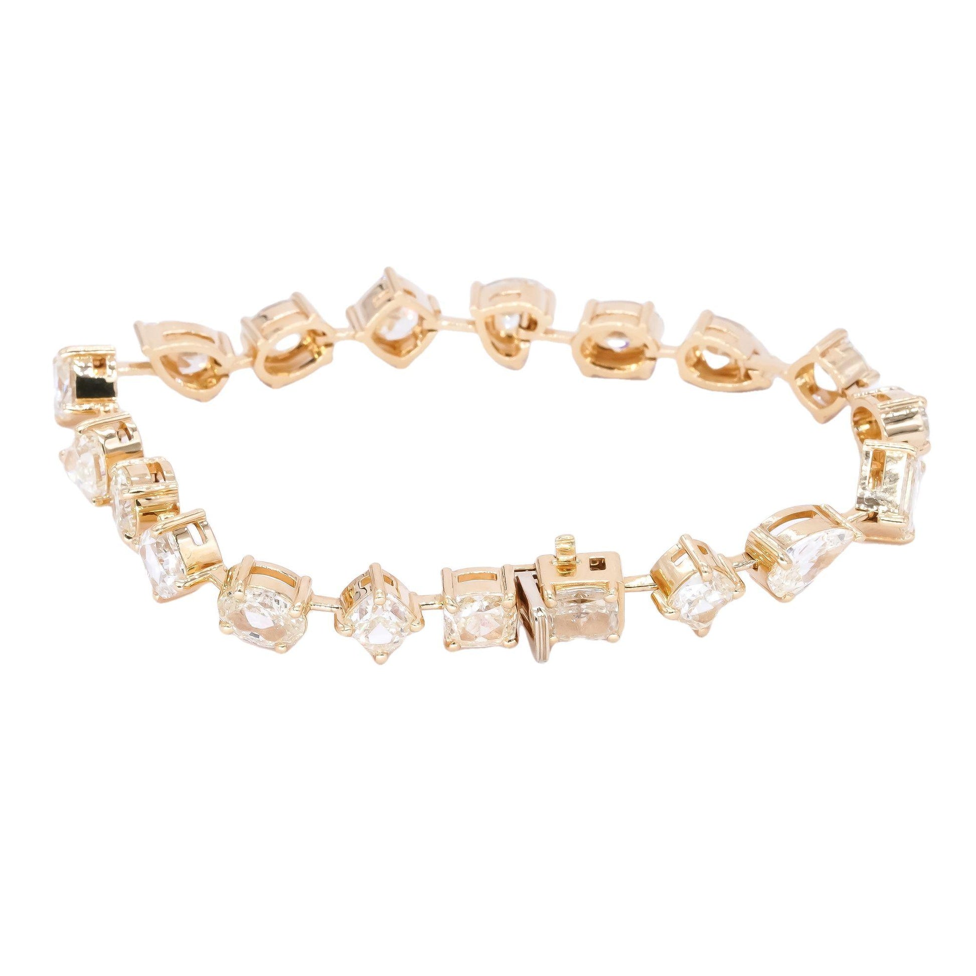 18k Yellow Gold 19.71CT VS Assorted Cut Diamond Tennis Bracelet