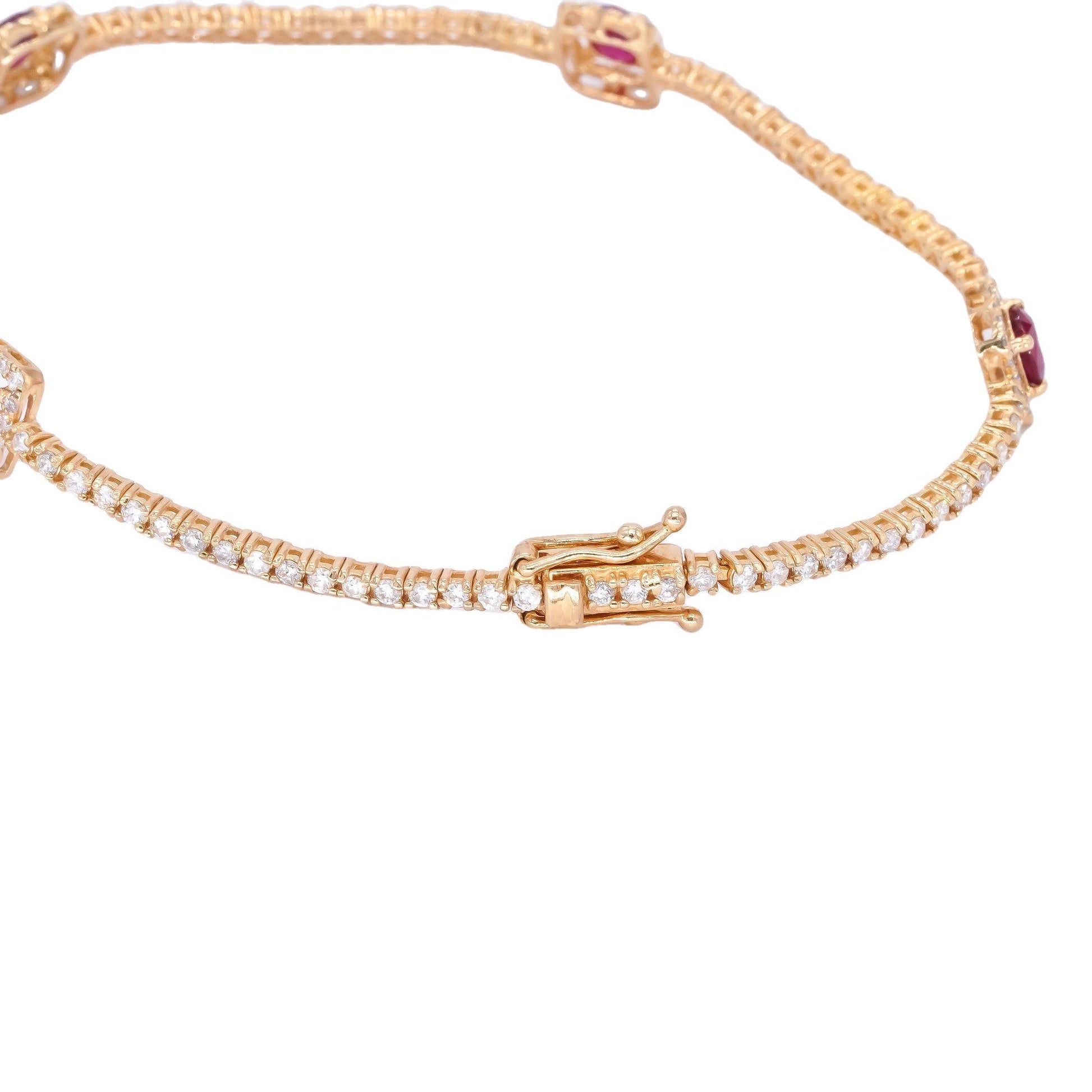 14k Yellow Gold 4.70CT Diamond & Ruby Fancy Tennis Bracelet