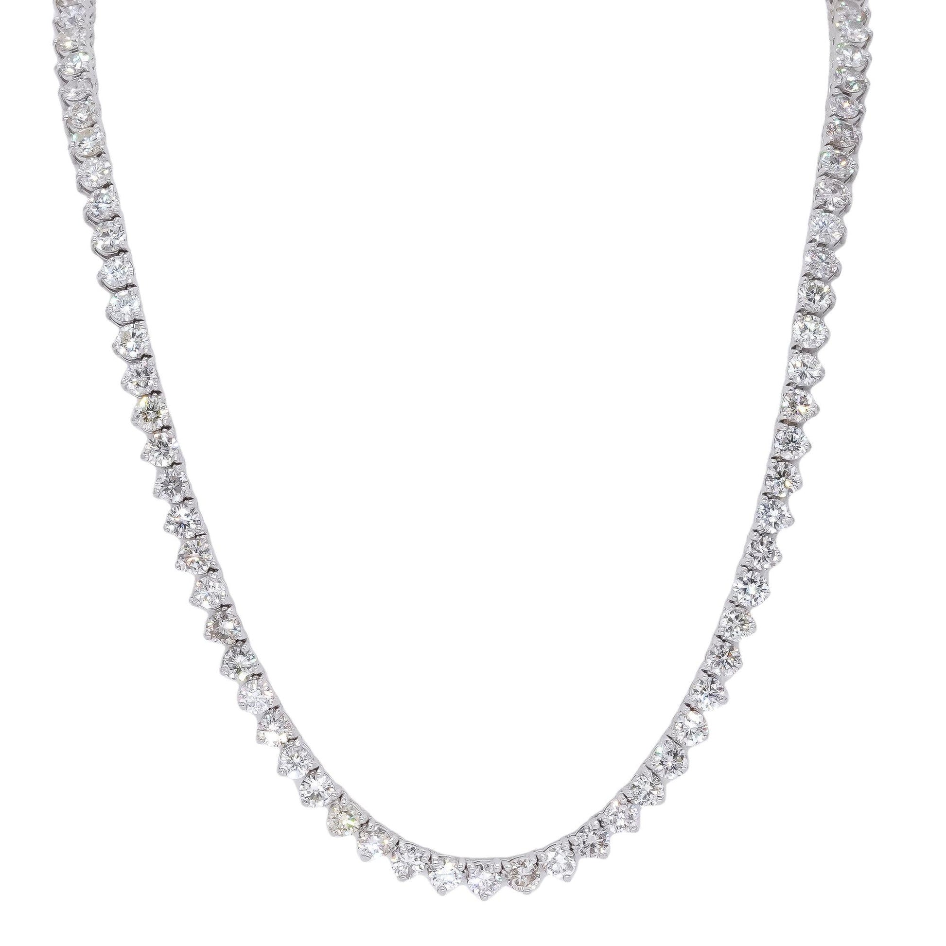 18k White Gold Jewelry 18.53CT Diamond Riviera Necklace