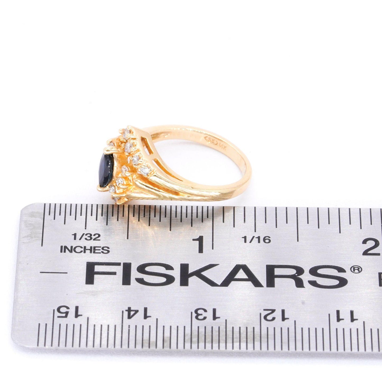 14k Yellow Gold 0.61CT Diamond and Sapphire Cocktail Ring size 5.75