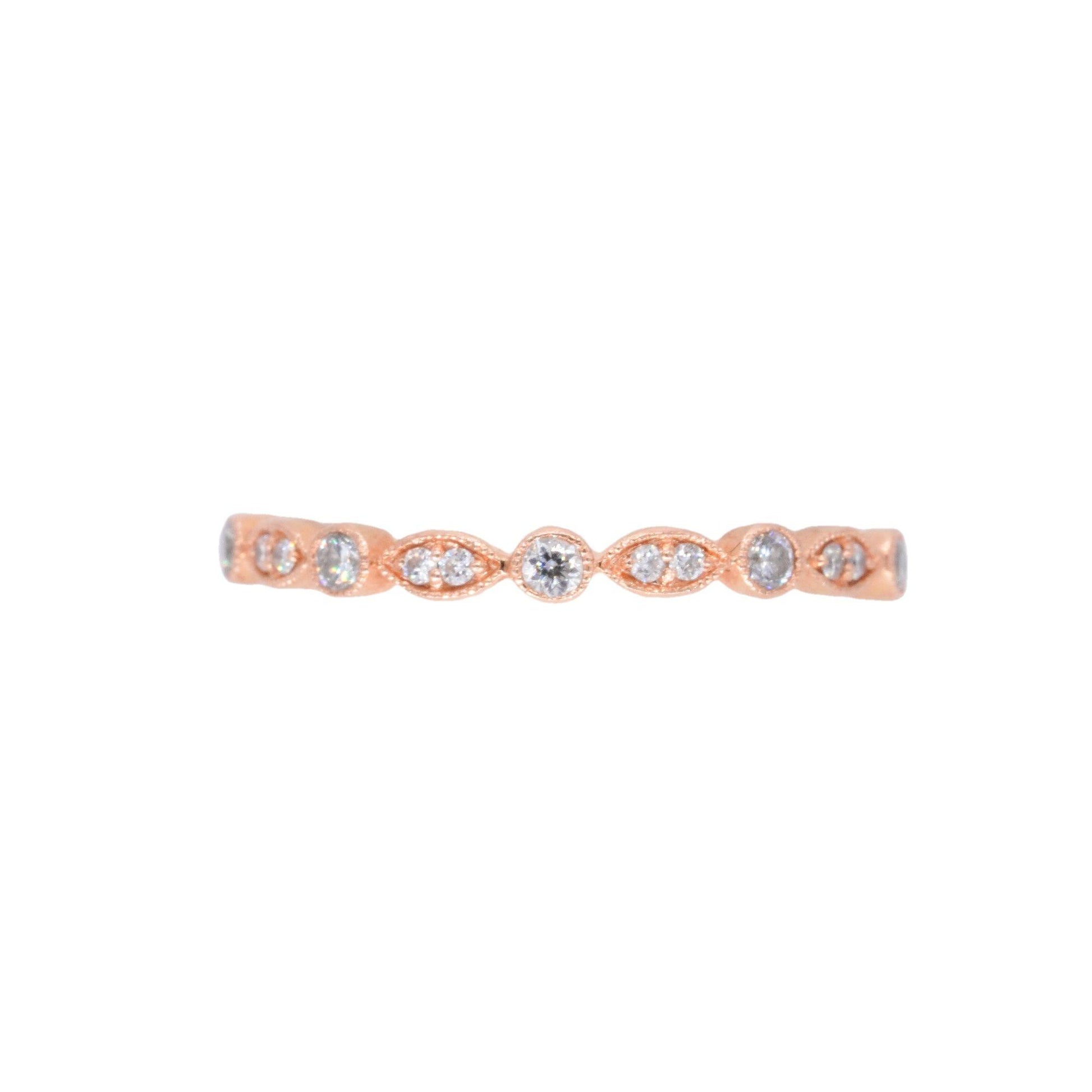 14k Rose Gold Jewelry 0.11CT Diamond Band Ring size 8