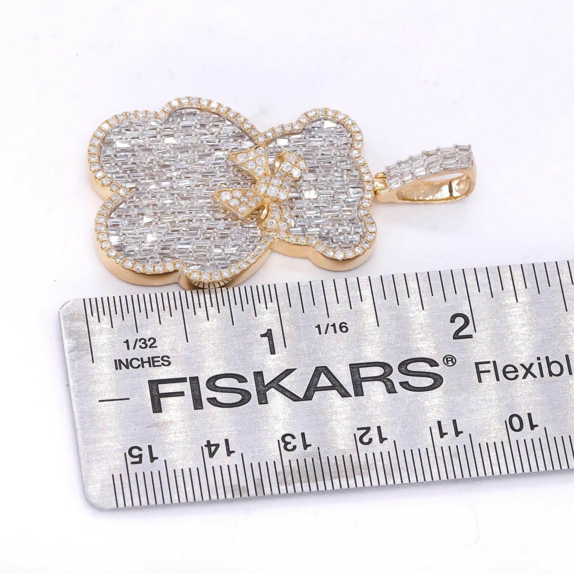 10k Yellow Gold 5.08CT Diamond Jumbo Cluster Teddy Bear Pendant - 18.38 grams