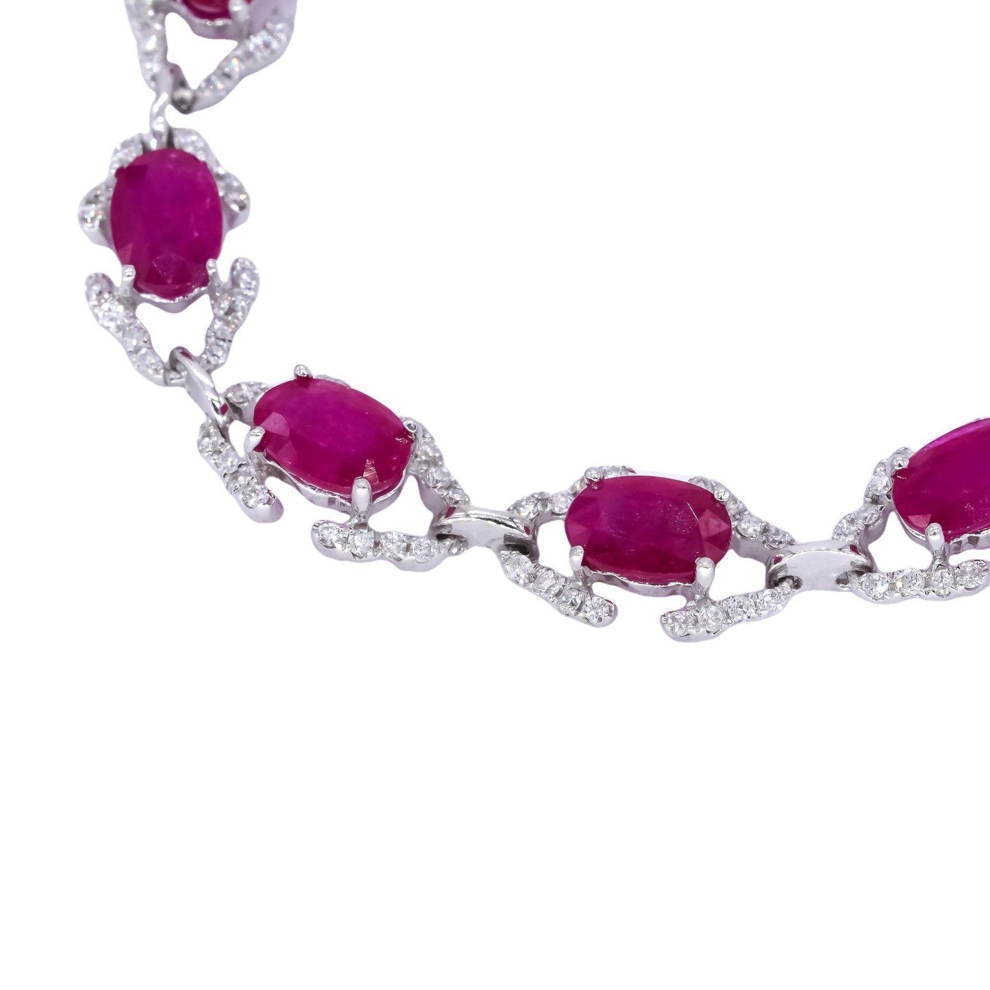 18k White Gold Jewelry 9.02CT Diamond & Ruby Fancy Tennis Bracelet