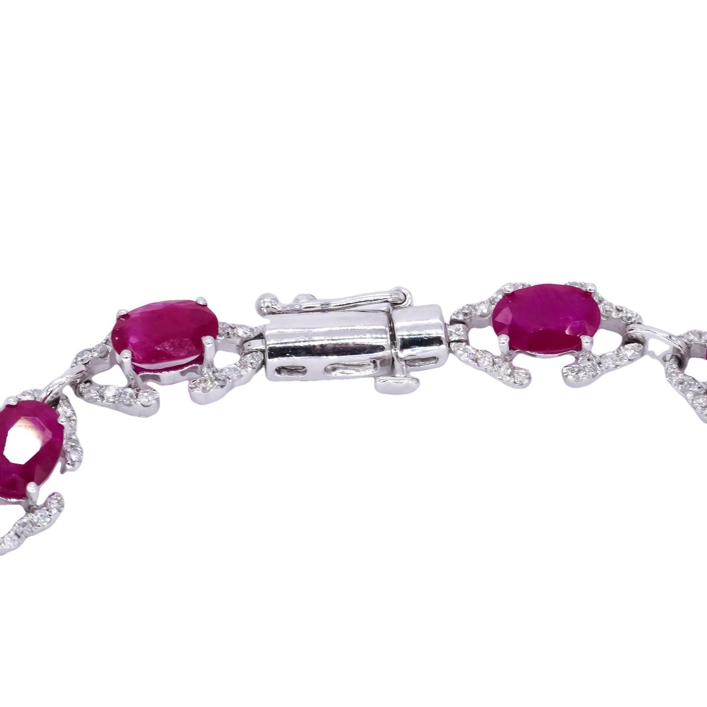 18k White Gold Jewelry 9.02CT Diamond & Ruby Fancy Tennis Bracelet