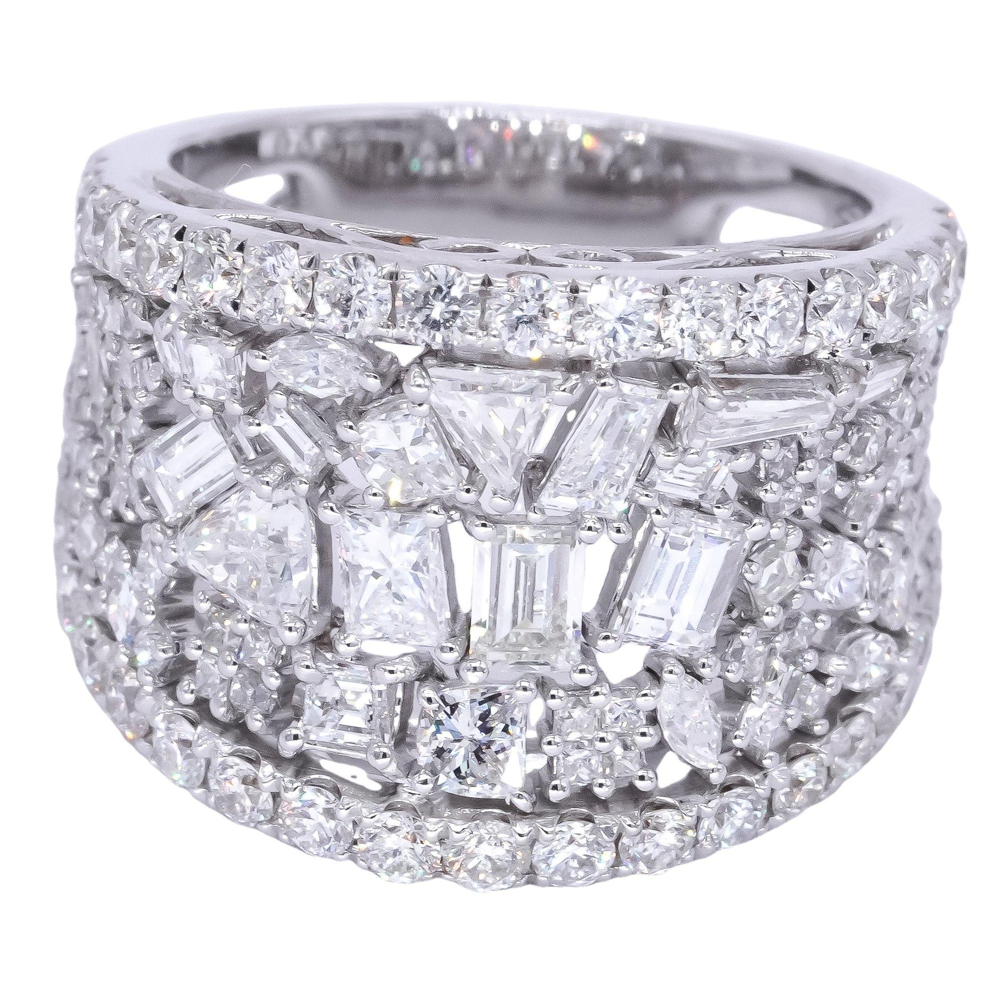 Odelia Designer 18k White Gold 3.75CT VS Diamond Cluster Ring size 6.25