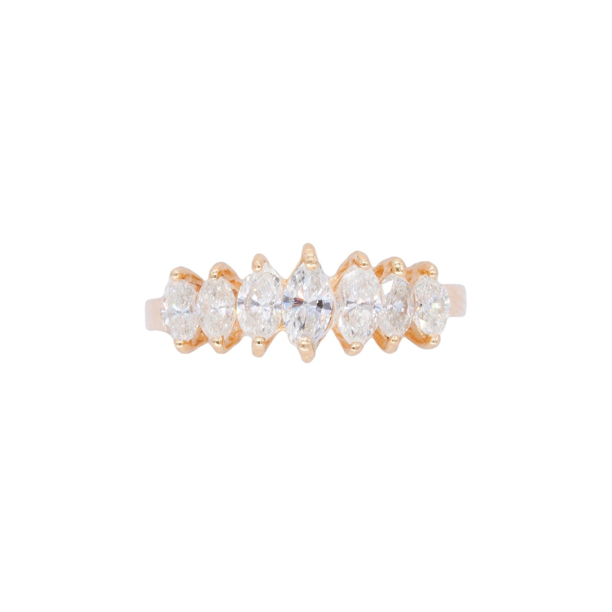 14k Yellow Gold Jewelry 1.10CT Marquise Cut Diamond Anniversary Ring size 7.25