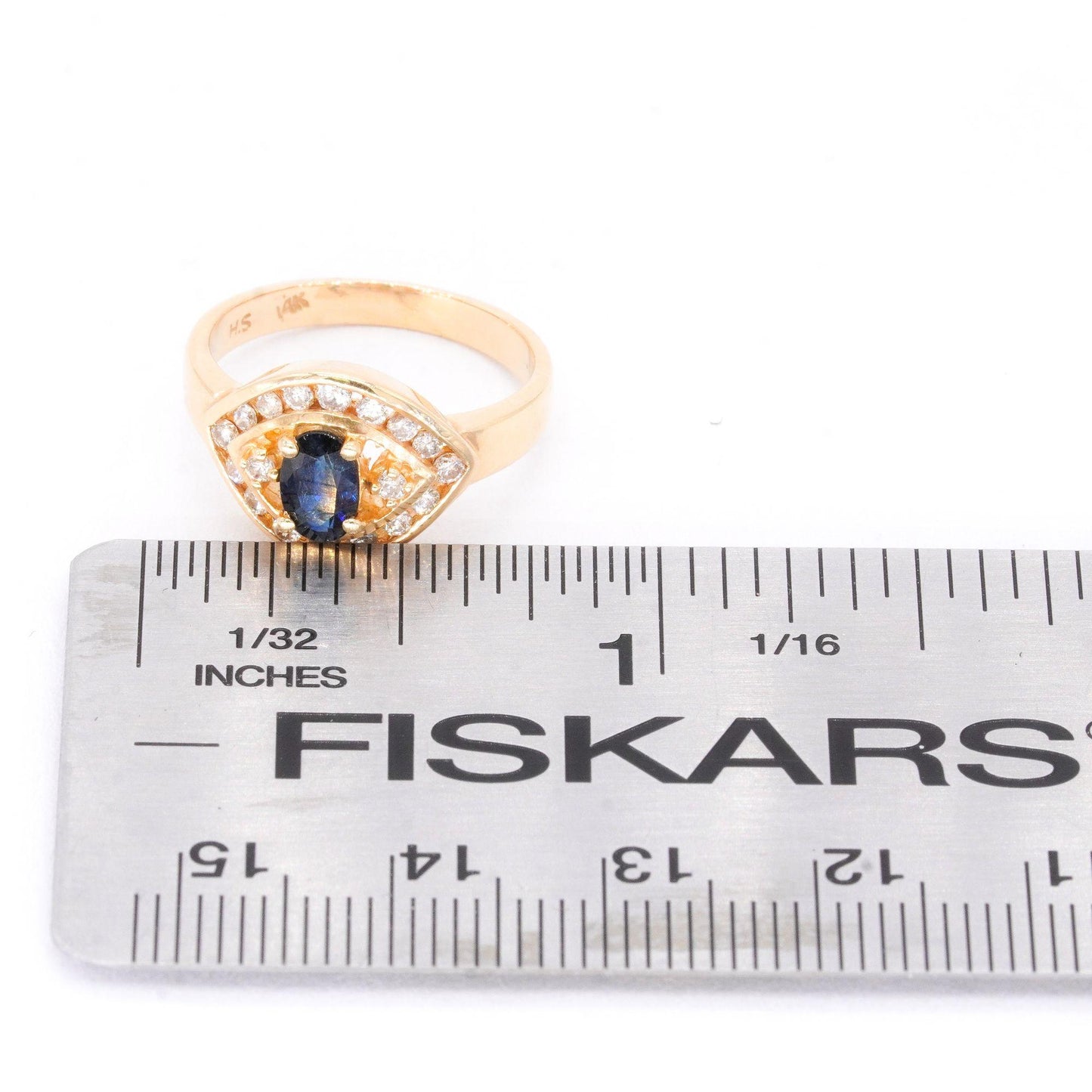 14k Yellow Gold Jewelry 0.66CT Diamond and Sapphire Ring size 5.75