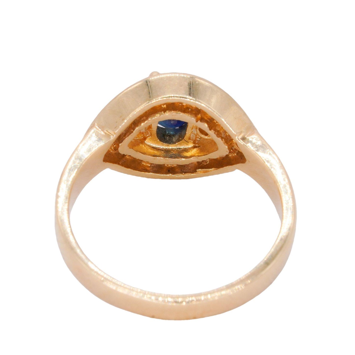 14k Yellow Gold Jewelry 0.66CT Diamond and Sapphire Ring size 5.75