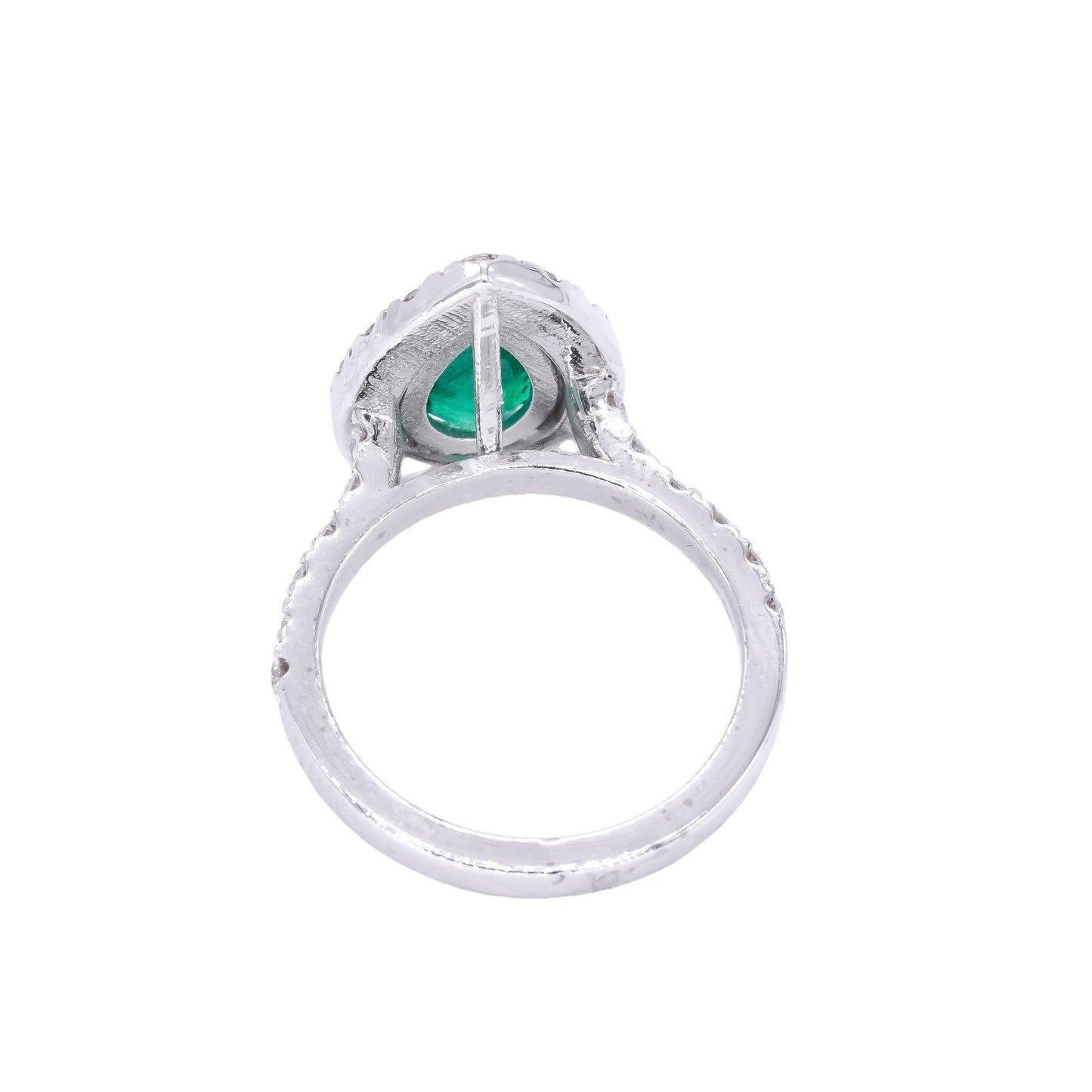 14k White Gold Jewelry 2.05CT Diamond & Emerald Halo Ring size 5