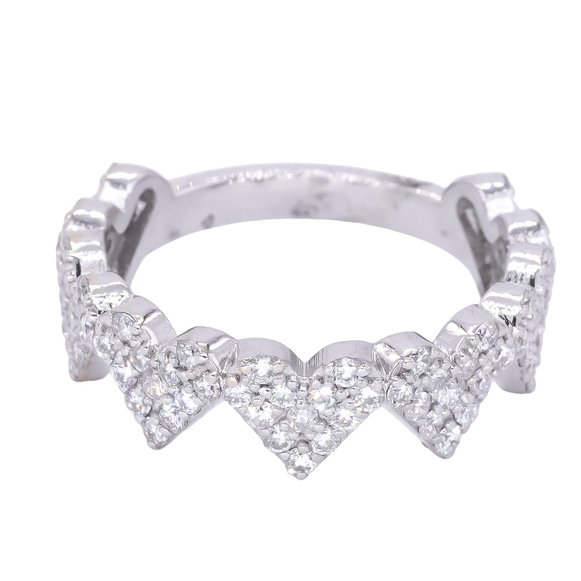 10k White Gold Jewelry 0.63CT Diamond Pave Heart Ring size 4.5