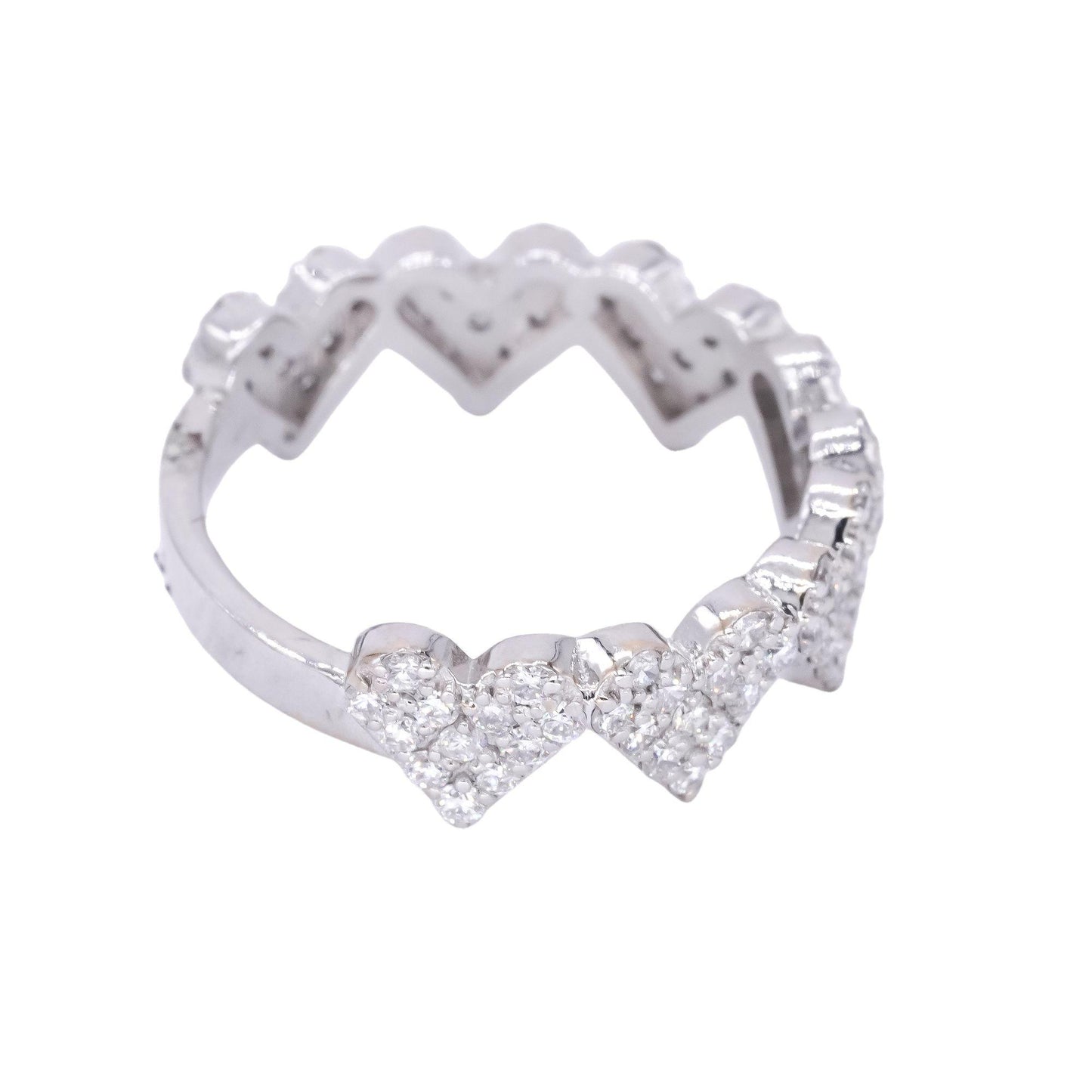 10k White Gold Jewelry 0.63CT Diamond Pave Heart Ring size 4.5