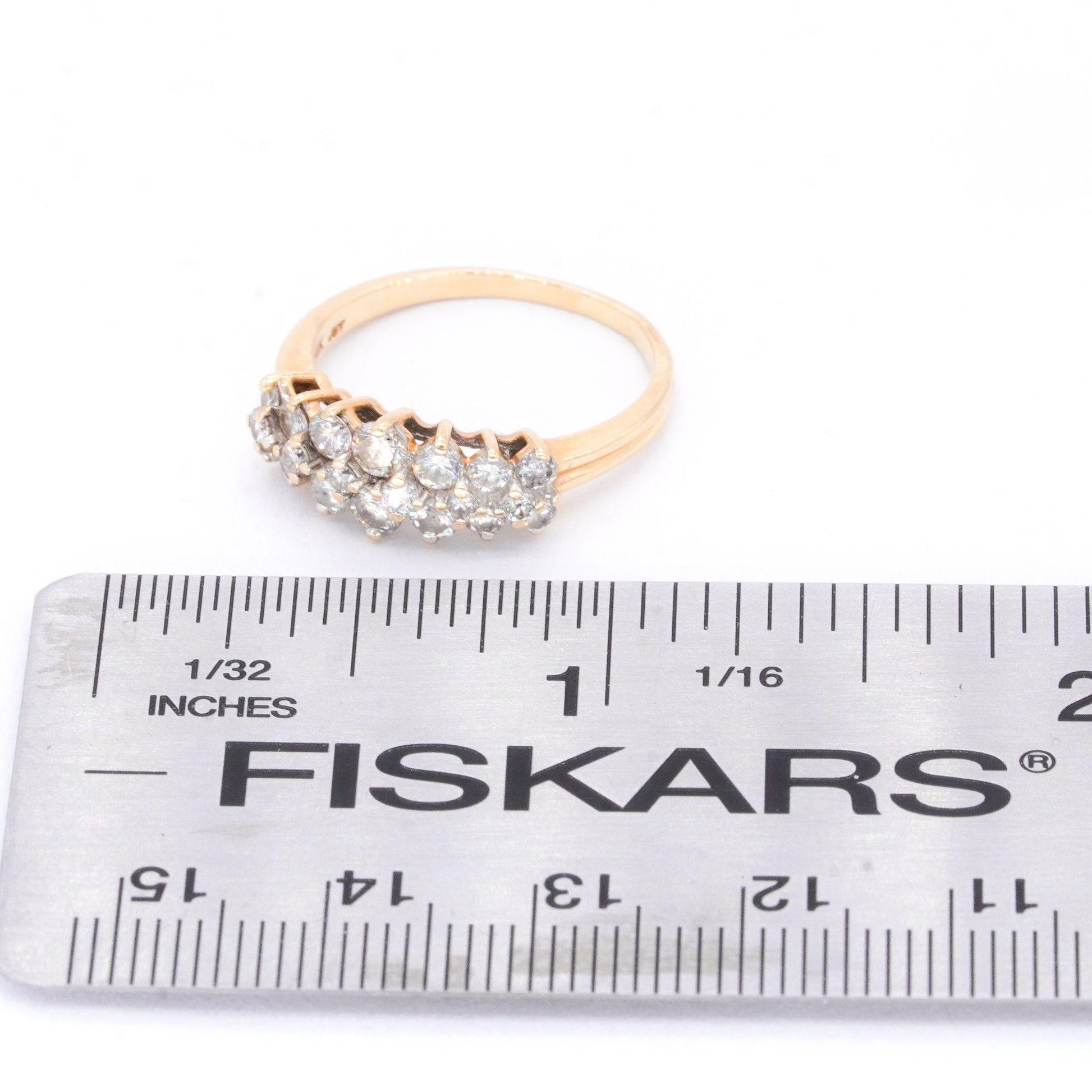 14k Yellow Gold Jewelry 0.76CT Diamond Cluster Band Ring size 7.25