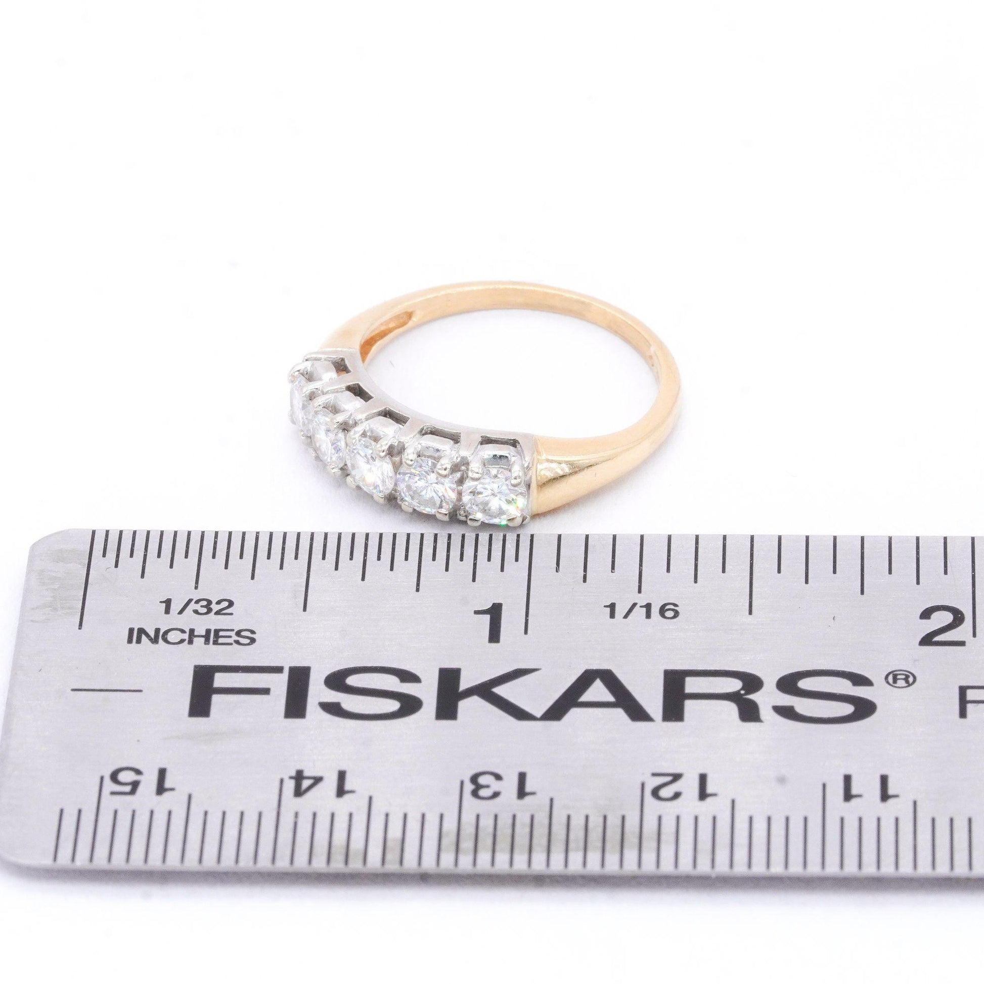 14k White and Yellow Gold Jewelry 1.0CT Diamond 5-Stone Band Ring size 7.5