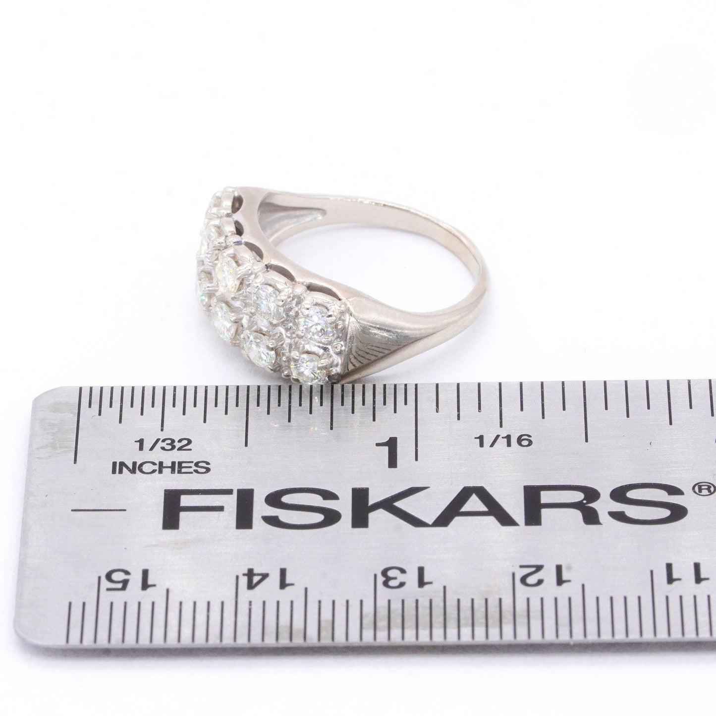 14k White Gold Jewelry 0.92CT Diamond Two Row Band Ring size 7