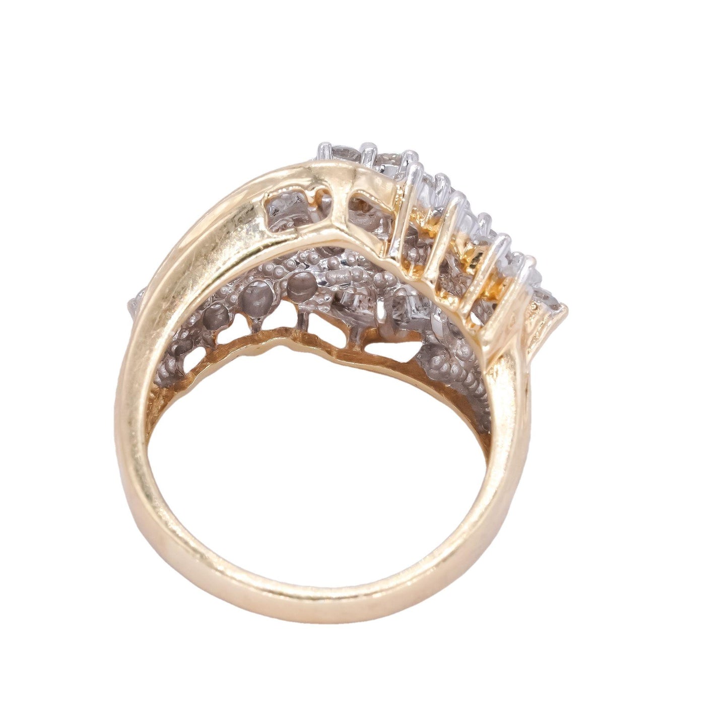 14k Yellow Gold 2.0ct Diamond Apex Cluster Cocktail Ring Size 7