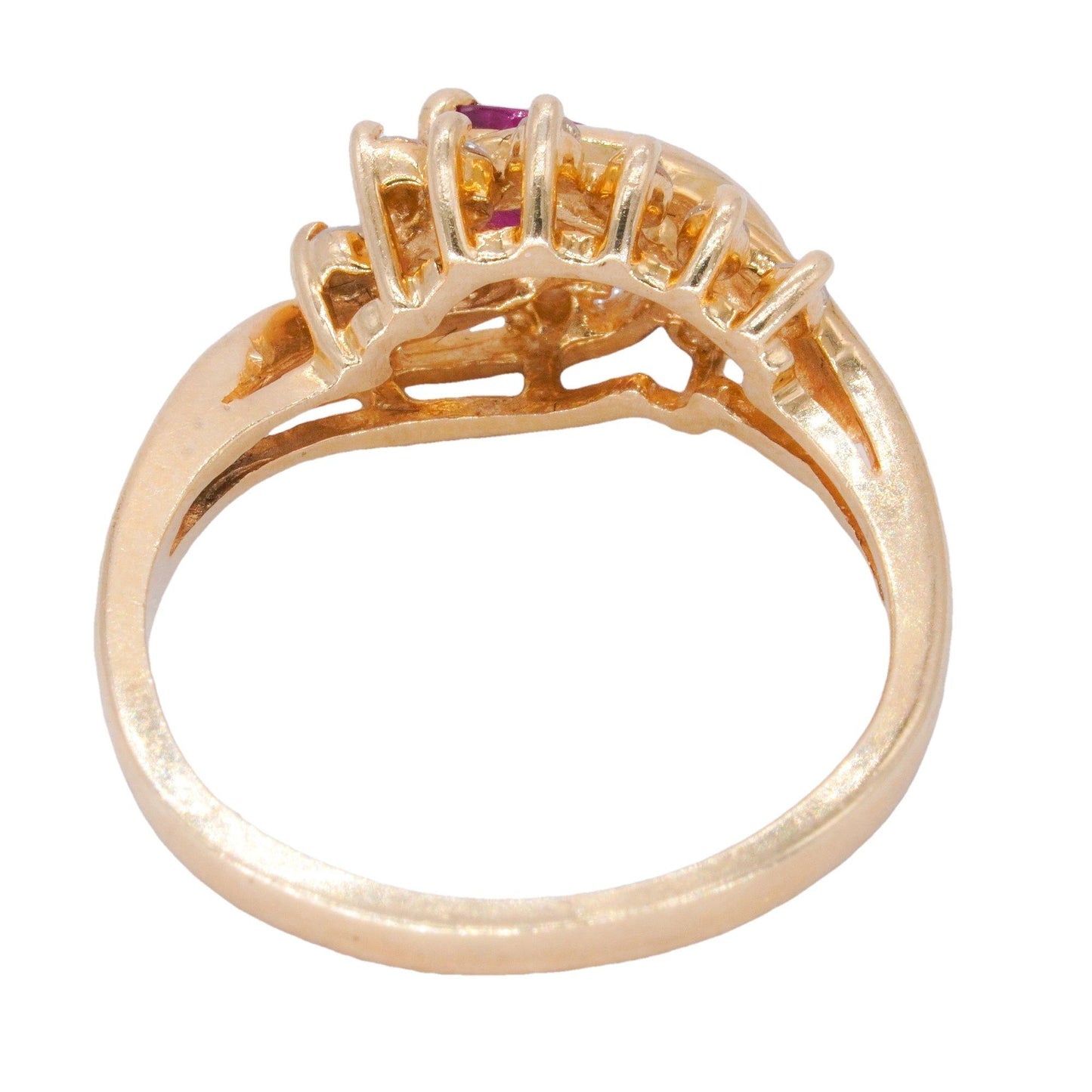 Vintage 14k Yellow Gold 0.40CT Diamond and Ruby Cocktail Ring size 6