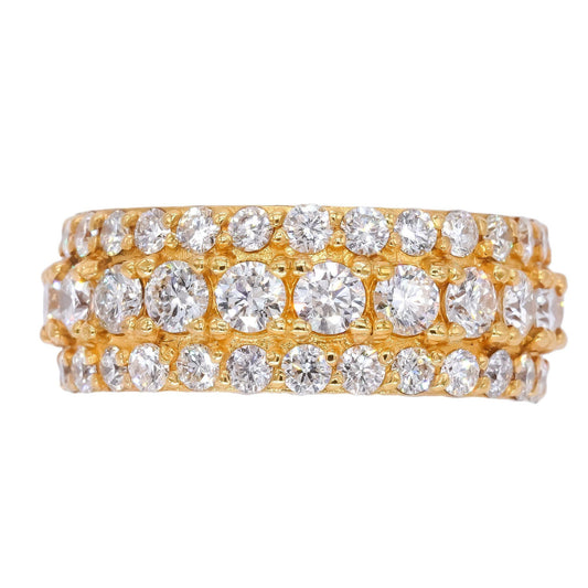 10k Yellow Gold 4.90CT VS Diamond 3-Row Eternity Band Ring size 8