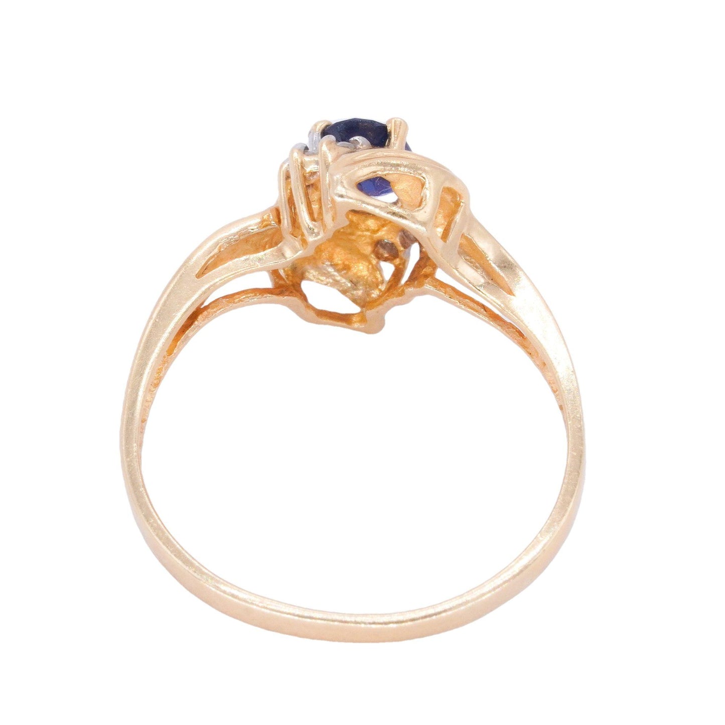 14k Yellow Gold Jewelry 0.36CT Diamond and Sapphire Ring size 8