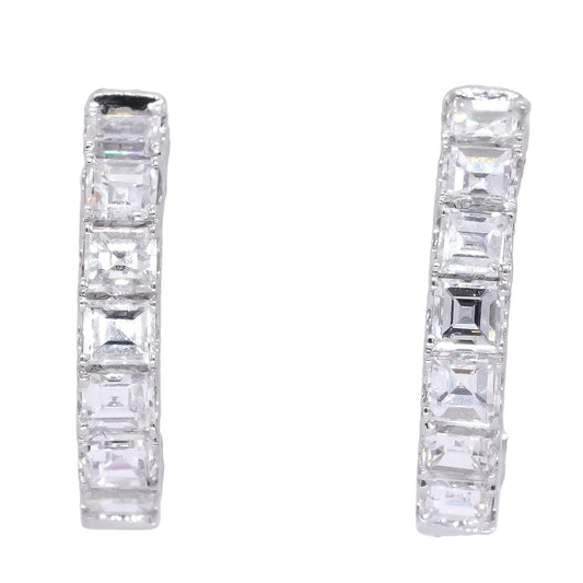 18k White Gold Jewelry 0.75CT VS Diamond Hoop Huggie Earrings