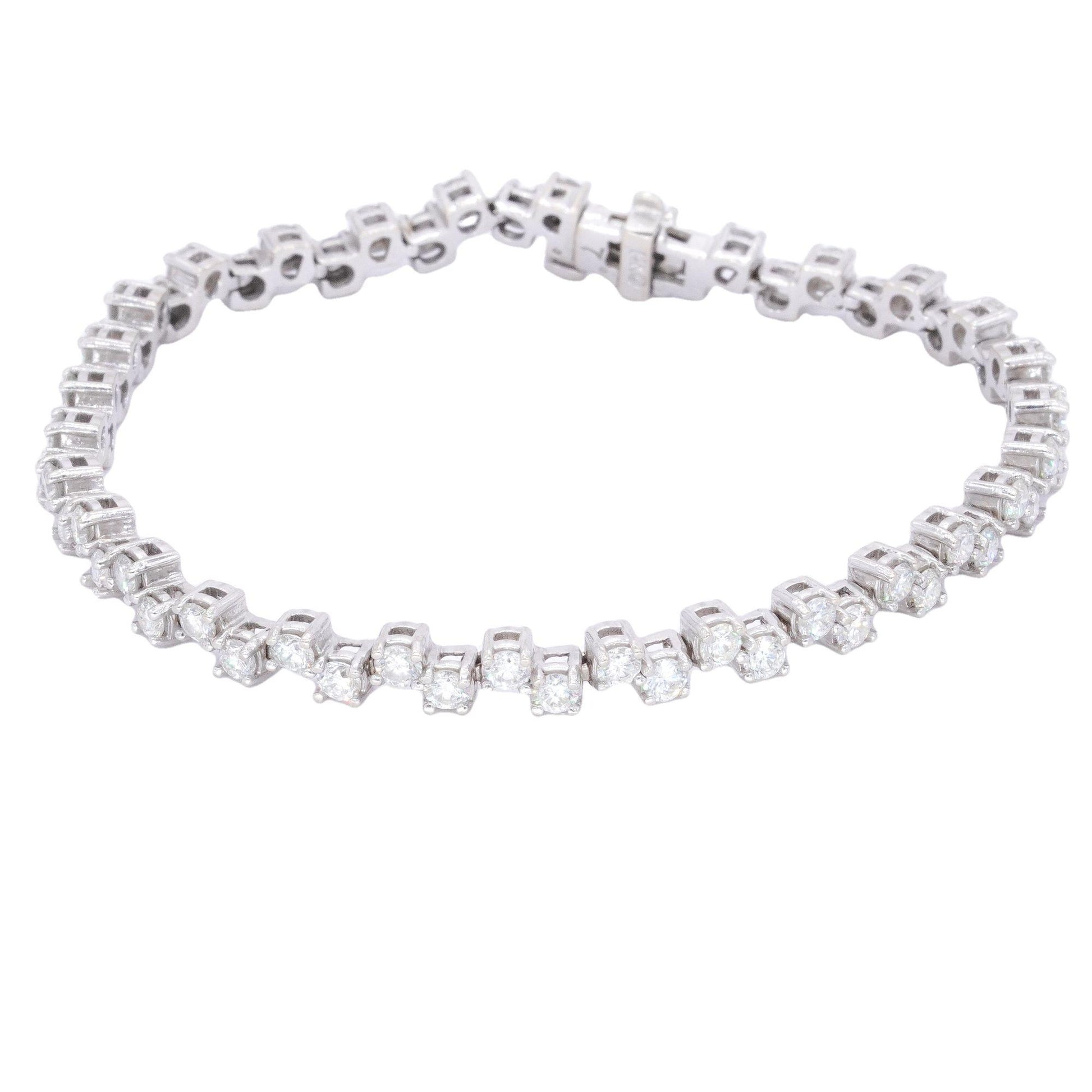 14k White Gold Jewelry 5.70CT Diamond Fancy Link Tennis Bracelet