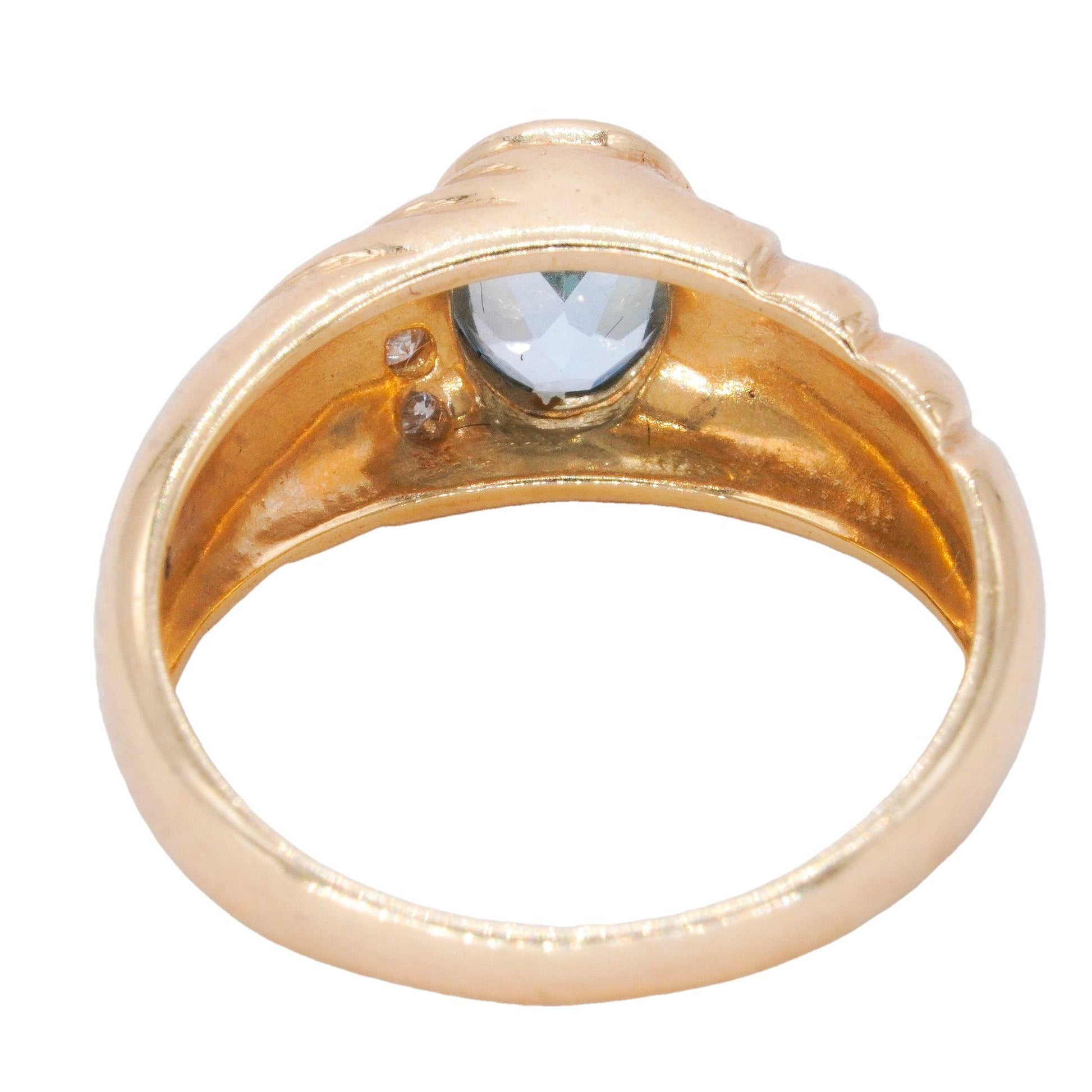 14k Yellow Gold Jewelry 0.69CT Diamond and Blue Topaz Ring Size 6