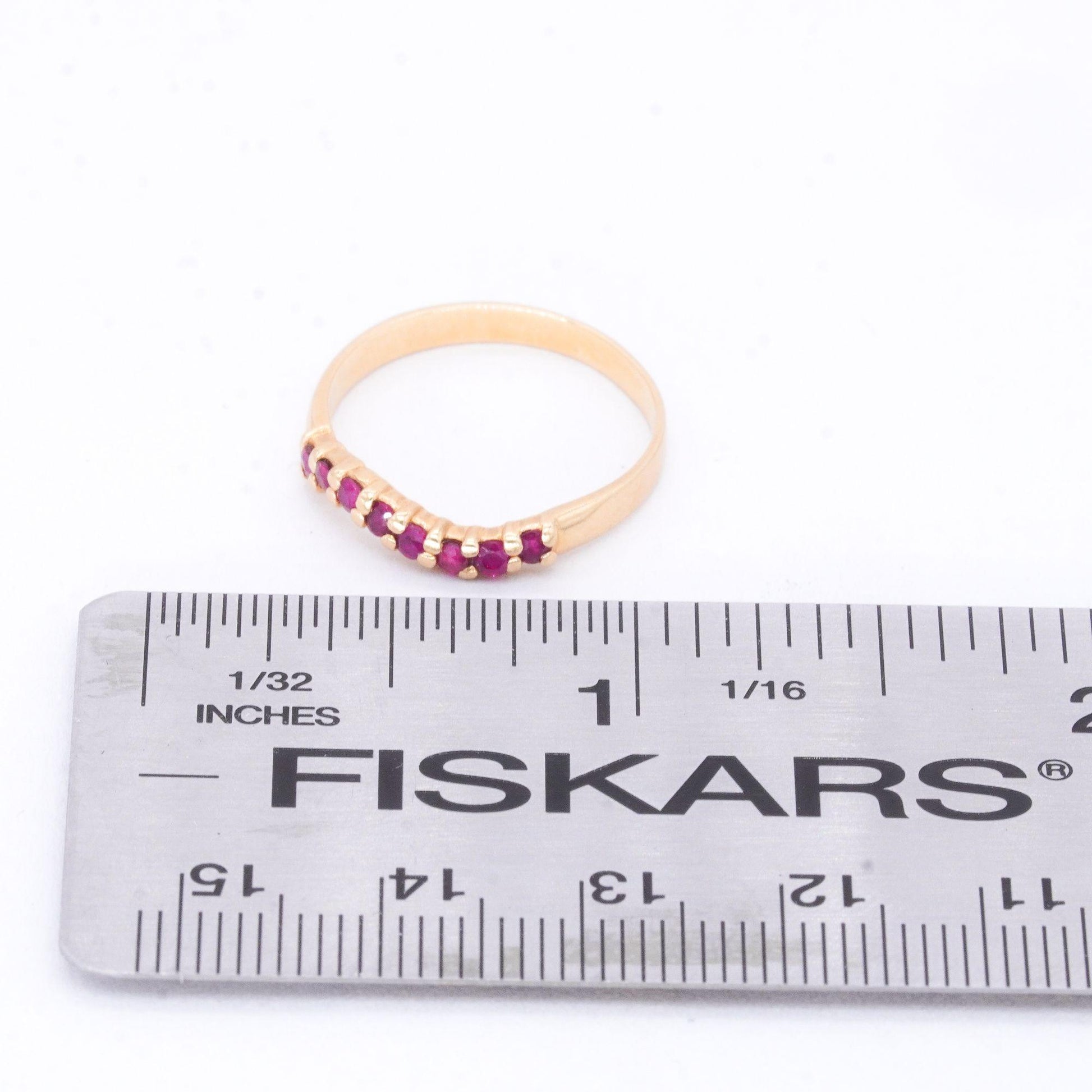 14k Yellow Gold Jewelry 0.24CT Ruby Wavy Band Ring Size 7.5