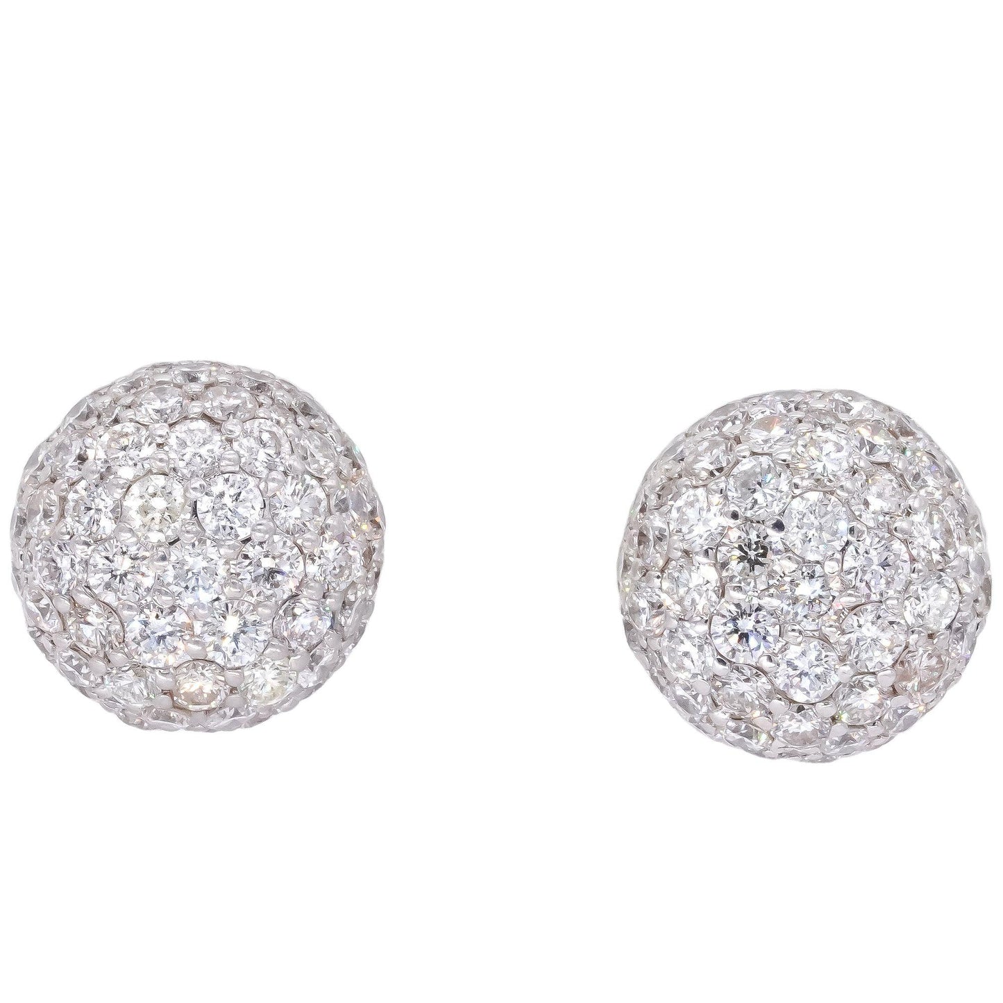 14k White Gold Jewelry 3.73CT Diamond Pave Ball Stud Earrings