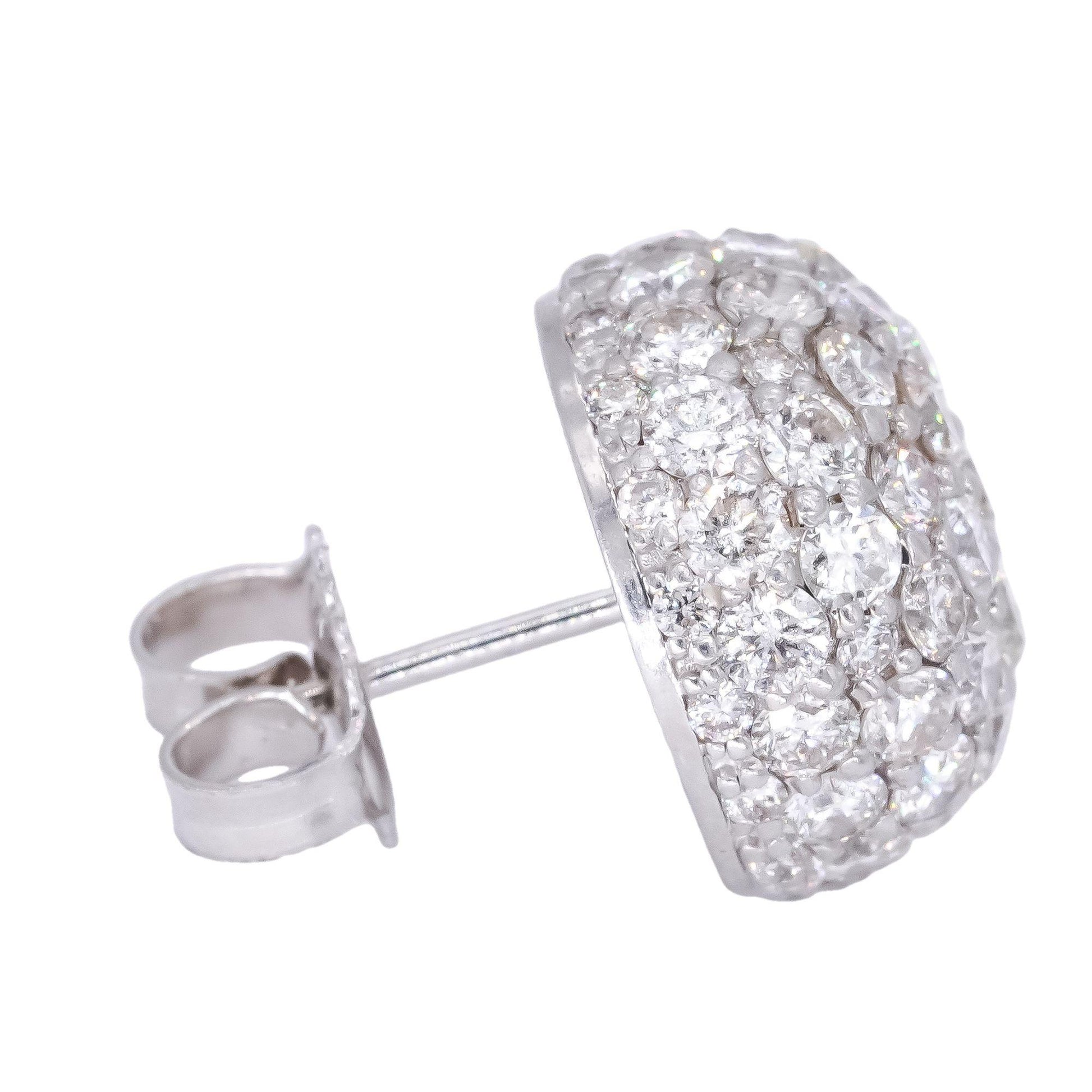 14k White Gold Jewelry 3.73CT Diamond Pave Ball Stud Earrings