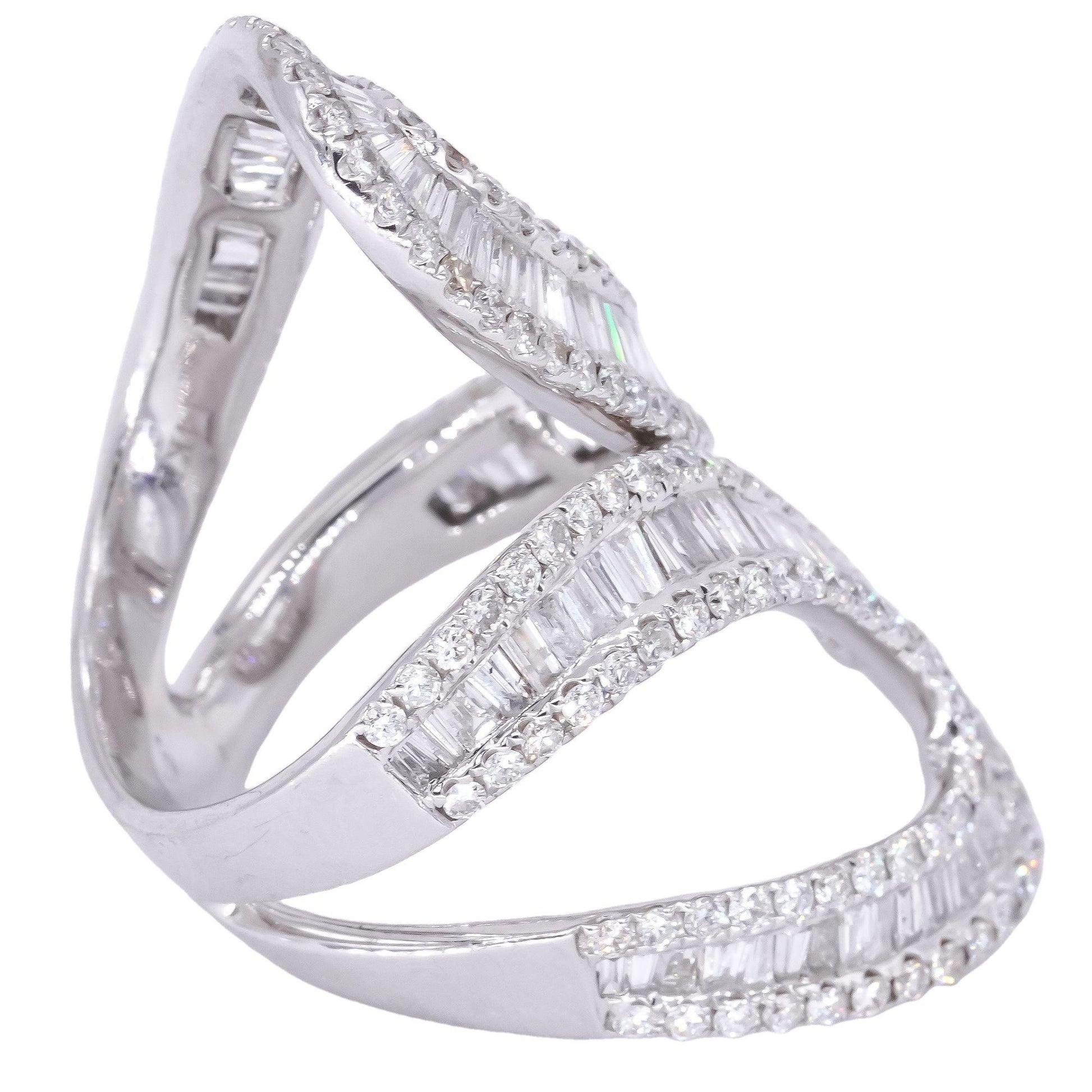 14k White Gold Jewelry 3.0CT Diamond Swirl Jumbo Ring size 6.25