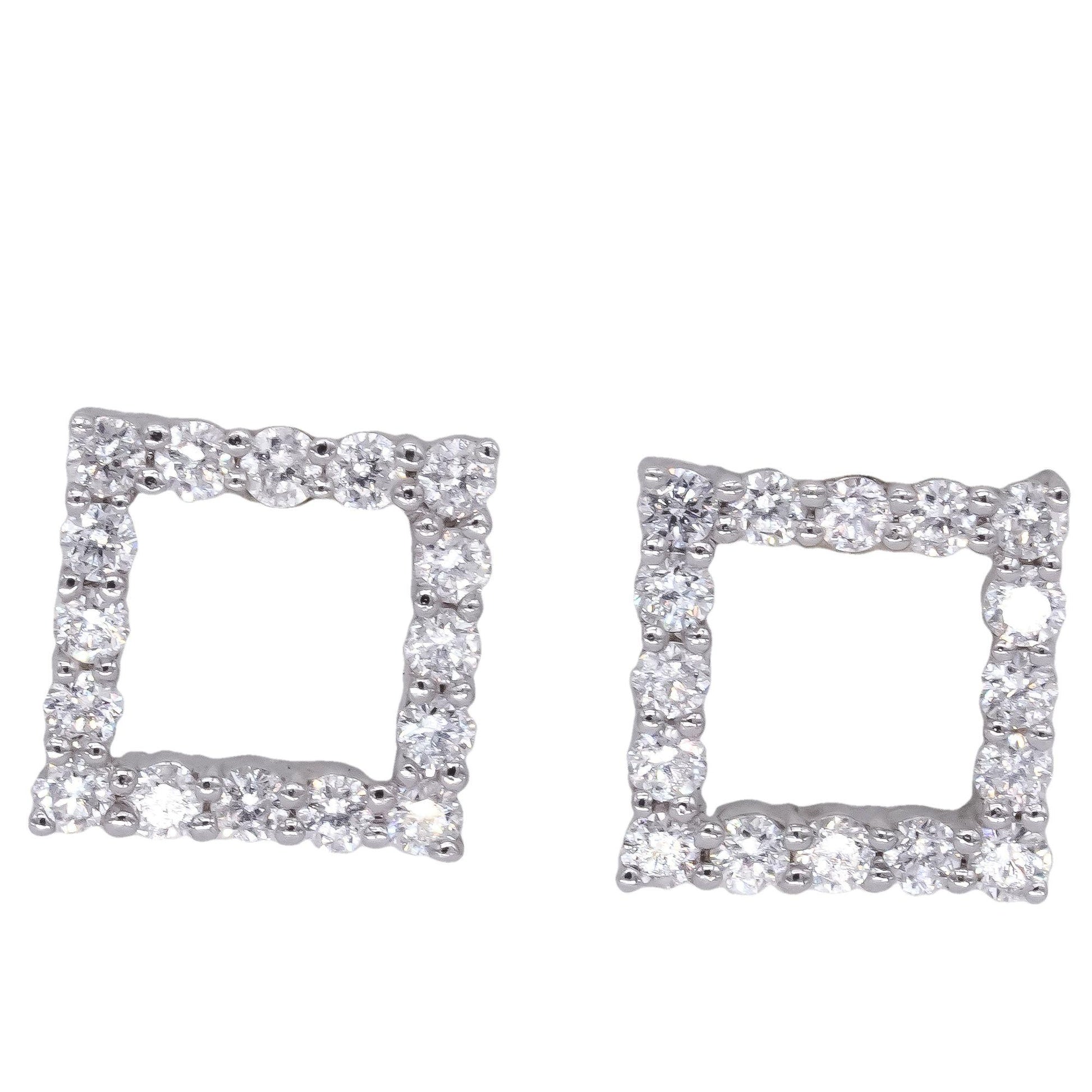 18k White Gold 0.36CT VS Diamond Square Fancy Stud Earrings