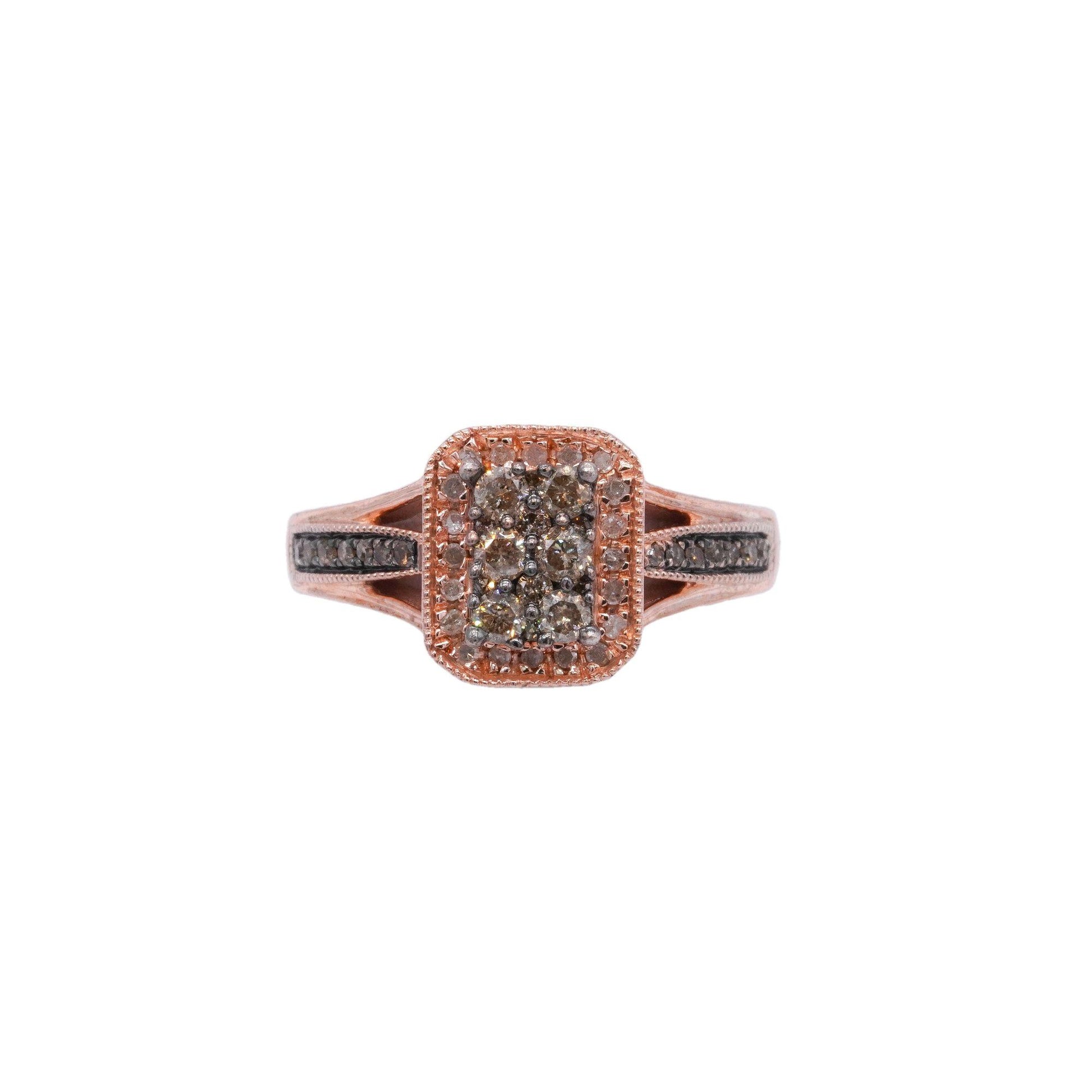 Sterling Silver Rose Gold Plated Jewelry 1.40CT Brown Diamond Ring size 6