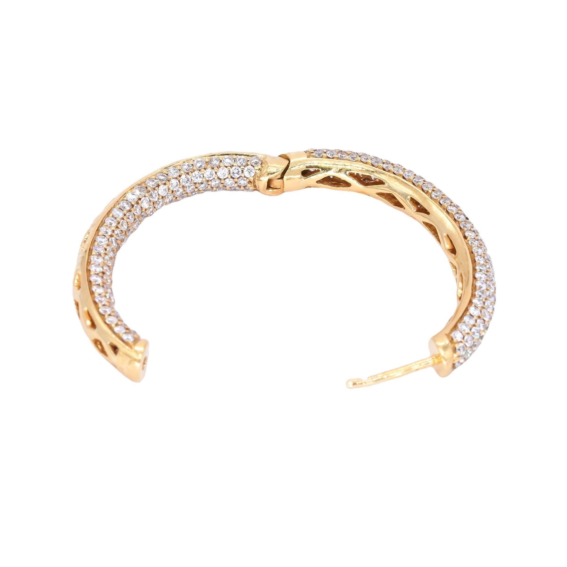 18k Yellow Gold Jewelry 6.0CT VS Diamond In & Out Hoop Earrings