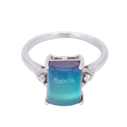 Sterling Silver Jewelry 2.0CT Moonstone Cocktail Ring size 7.25