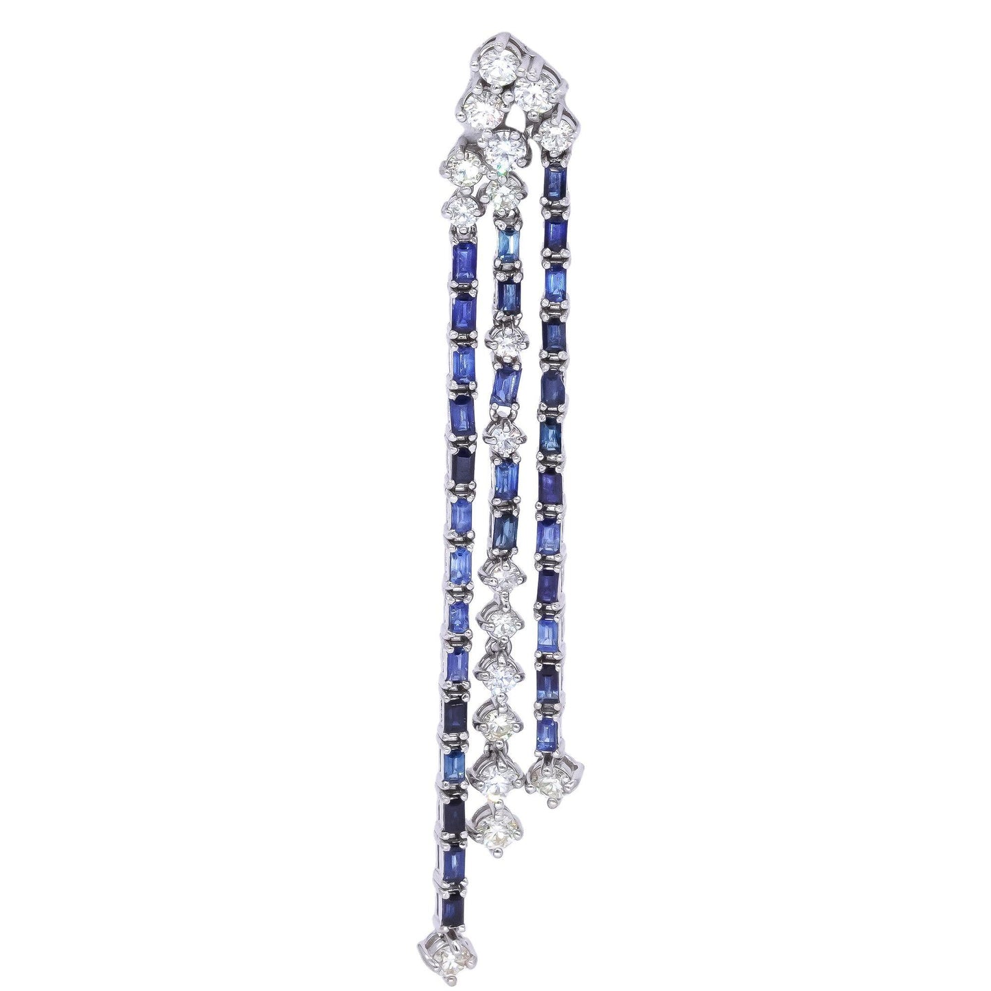 14k White Gold 5.90CT VS Diamond & Sapphire Drop Dangle Earrings