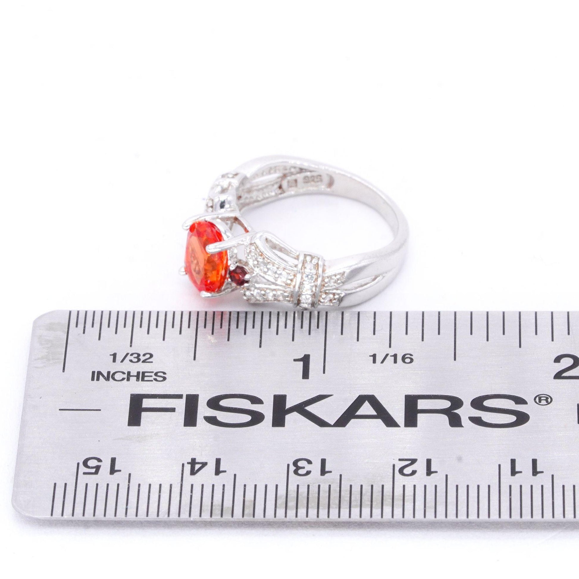 Sterling Silver Jewelry 1.0CT Citrine and CZ Cocktail Ring size 6