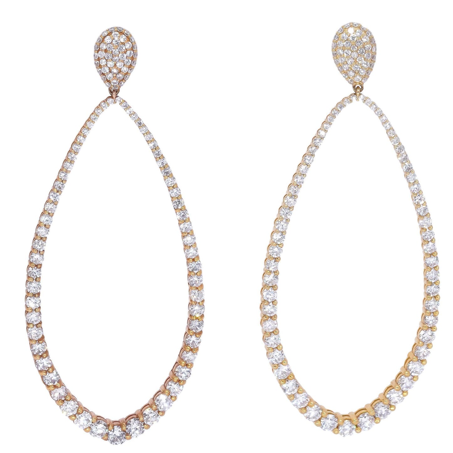 14k Yellow Gold 14.02CT Diamond Jumbo Open Hoop Earrings