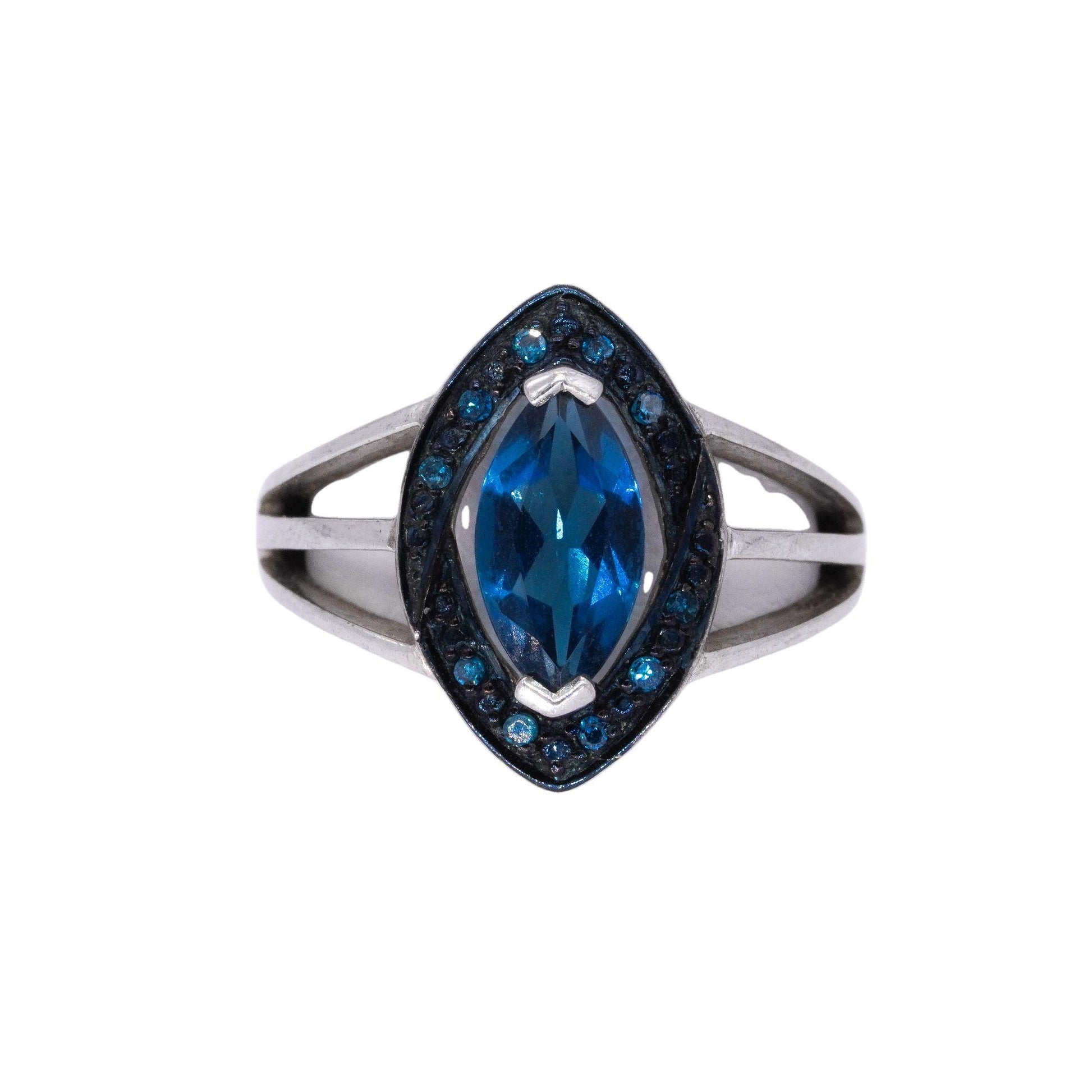 Sterling Silver Jewelry 1.0CT Blue Topaz Ring size 5.25