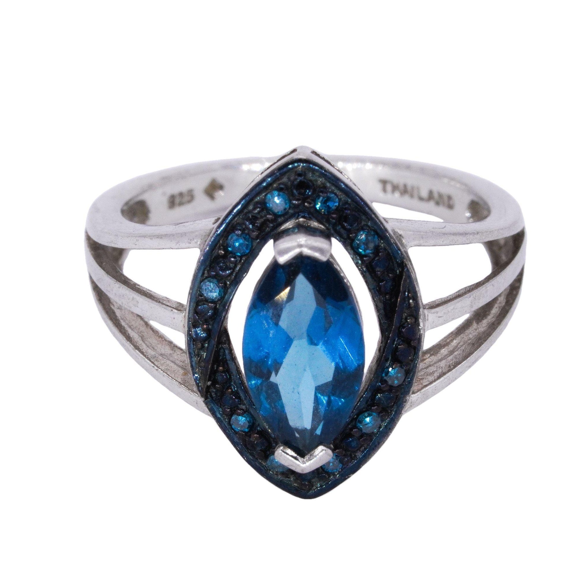 Sterling Silver Jewelry 1.0CT Blue Topaz Ring size 5.25