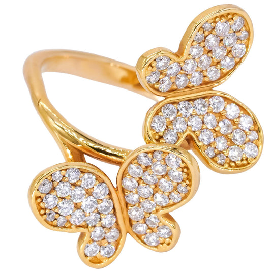 14k Yellow Gold 0.73CT VS Diamond Pave Butterfly Ring size 6.5