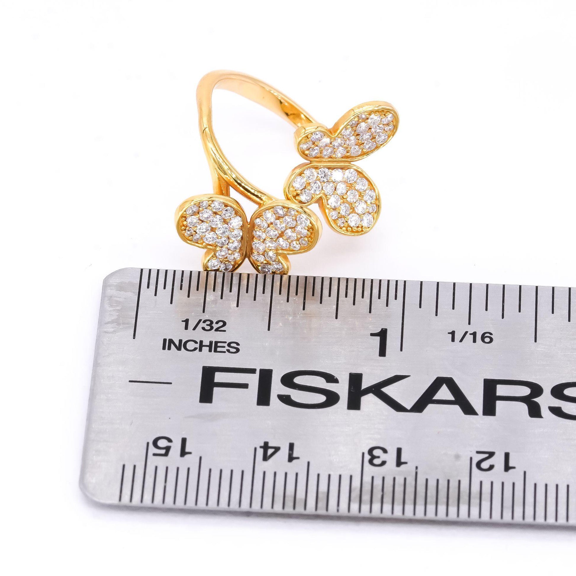 14k Yellow Gold 0.73CT VS Diamond Pave Butterfly Ring size 6.5