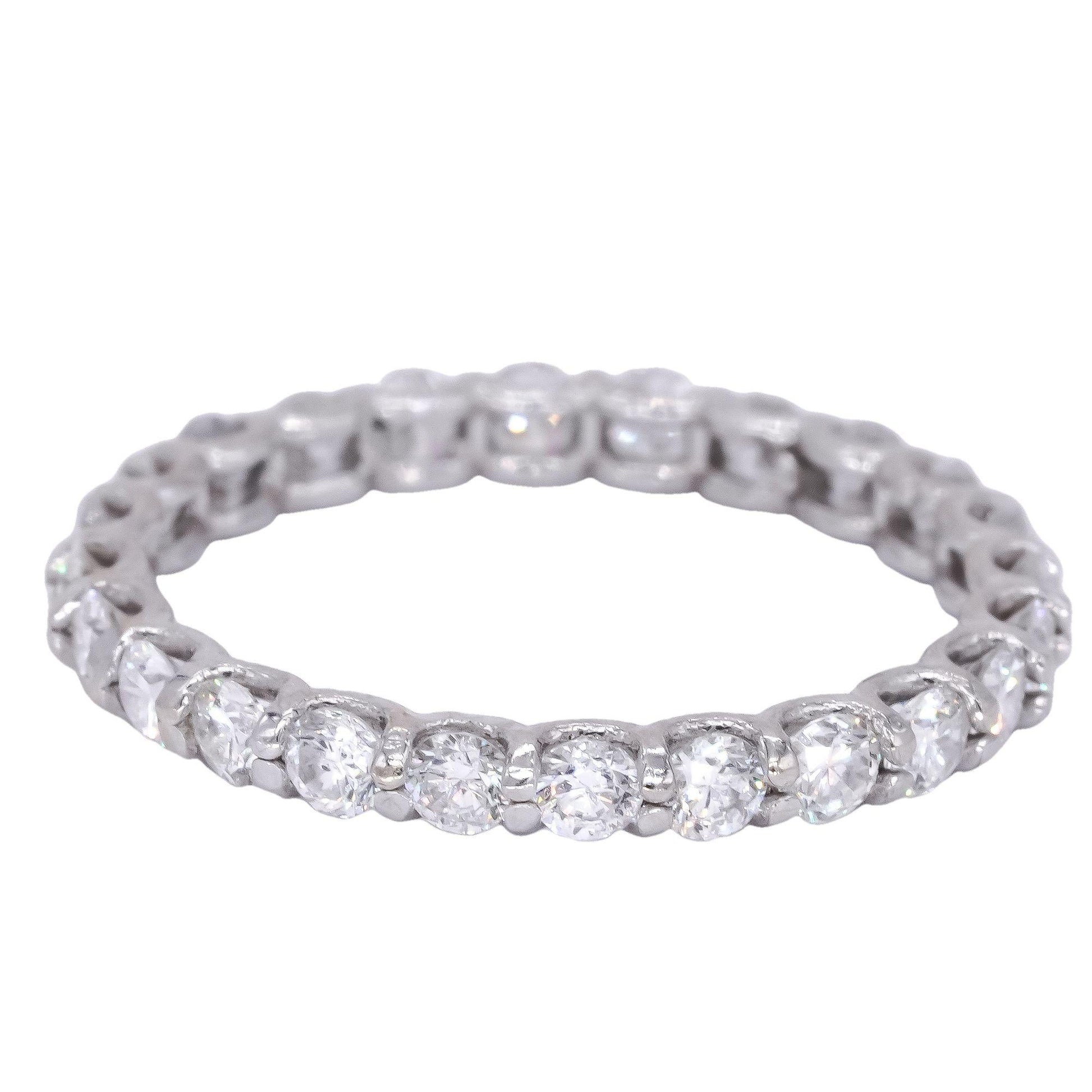 14k White Gold 1.48CT Diamond Eternity Band Ring size 7.25