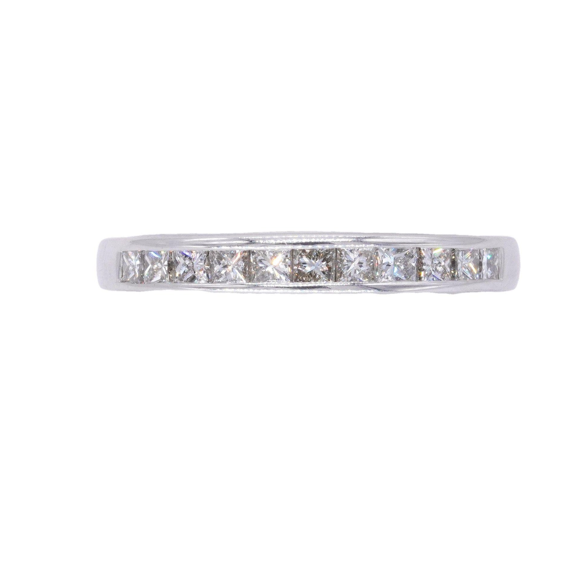 DIAMOND DELIGHT 14k White Gold 0.50CT Princess Cut Diamond Band Ring Size 7