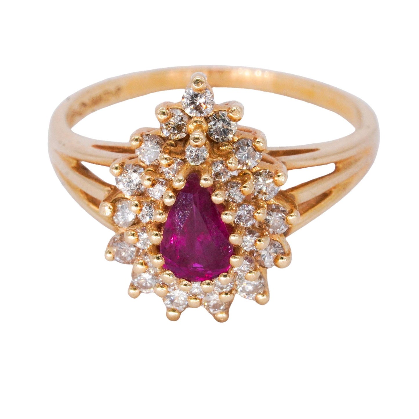 14k Yellow Gold Jewelry 1.20CT Diamond and Ruby Cluster Ring Size 9.5