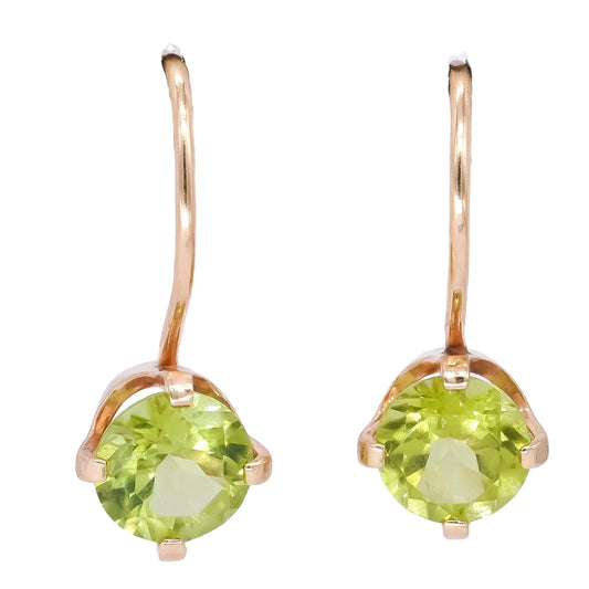 14k Yellow Gold 1.5ct Peridot Hook Dangle Earrings