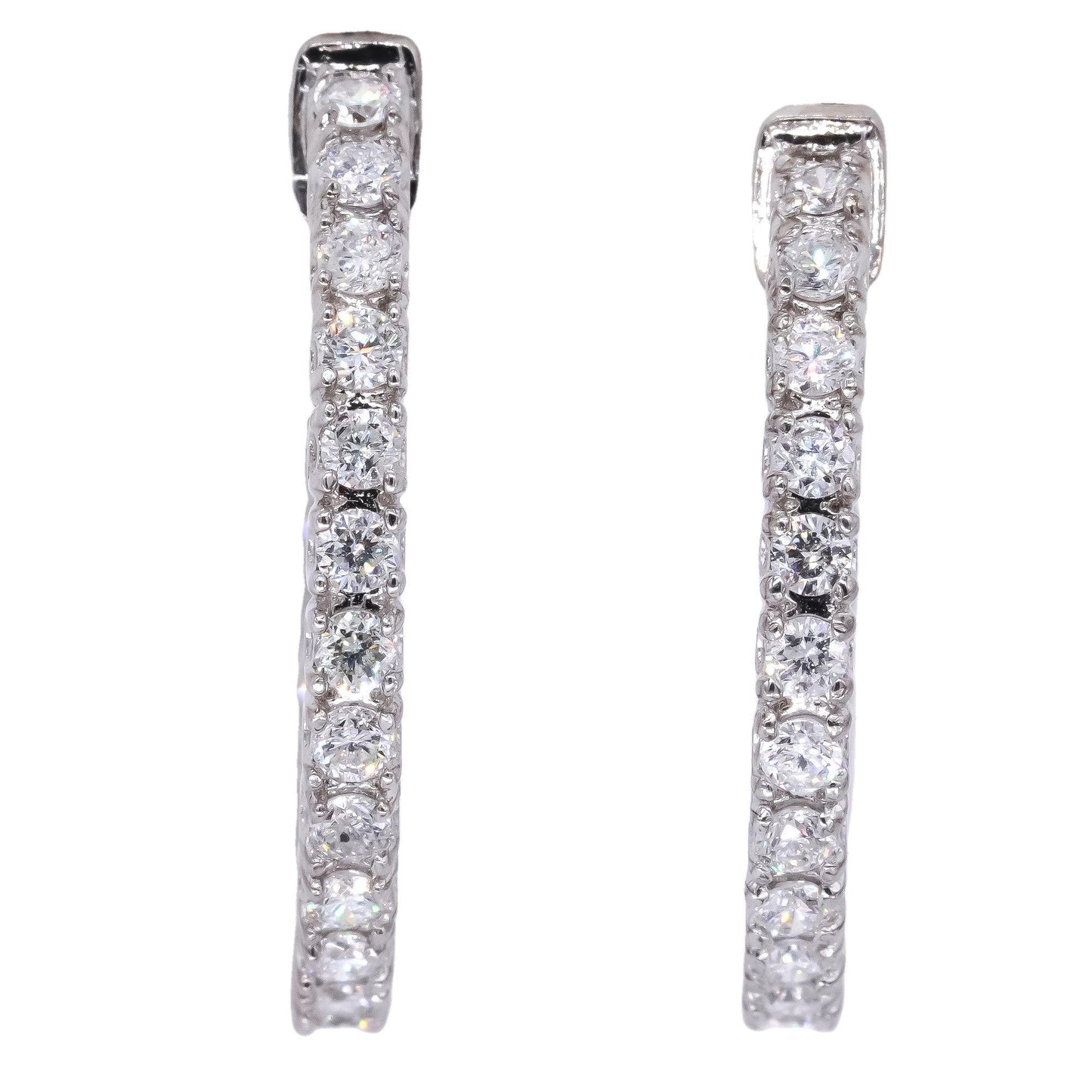 14k White Gold 1.17ct Lab Grown Diamond In & Out Hoop Earrings