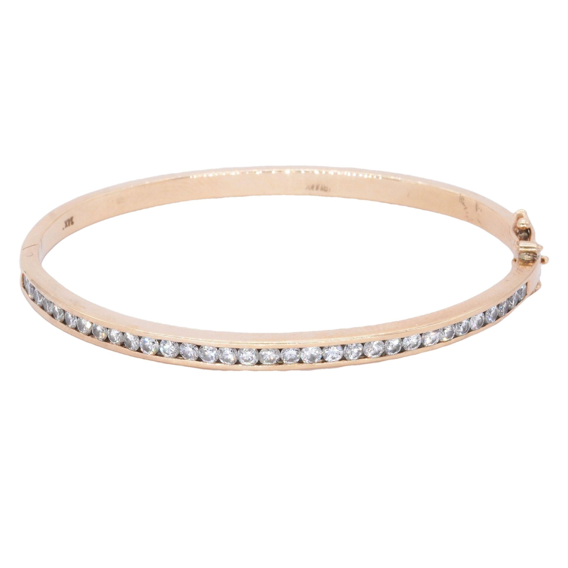 14k Yellow Gold Jewelry 1.60CT Round Cut Diamond Bangle Bracelet